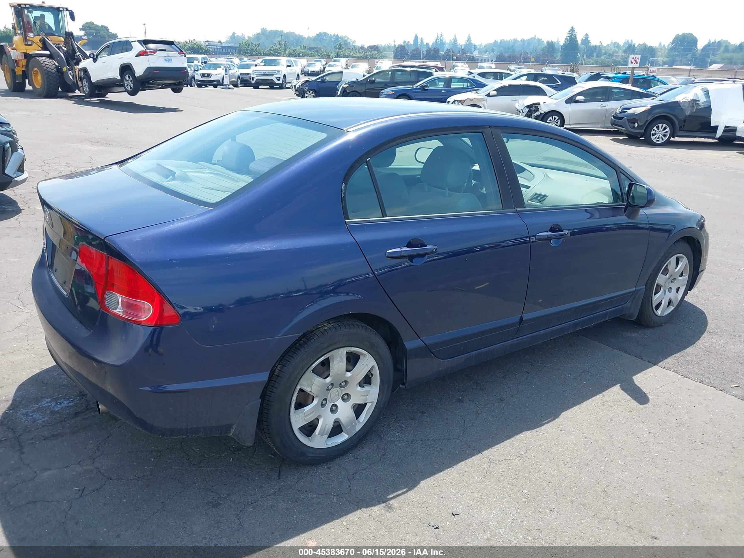 2008 Honda Civic Lx Blue vin: 1HGFA16598L008044