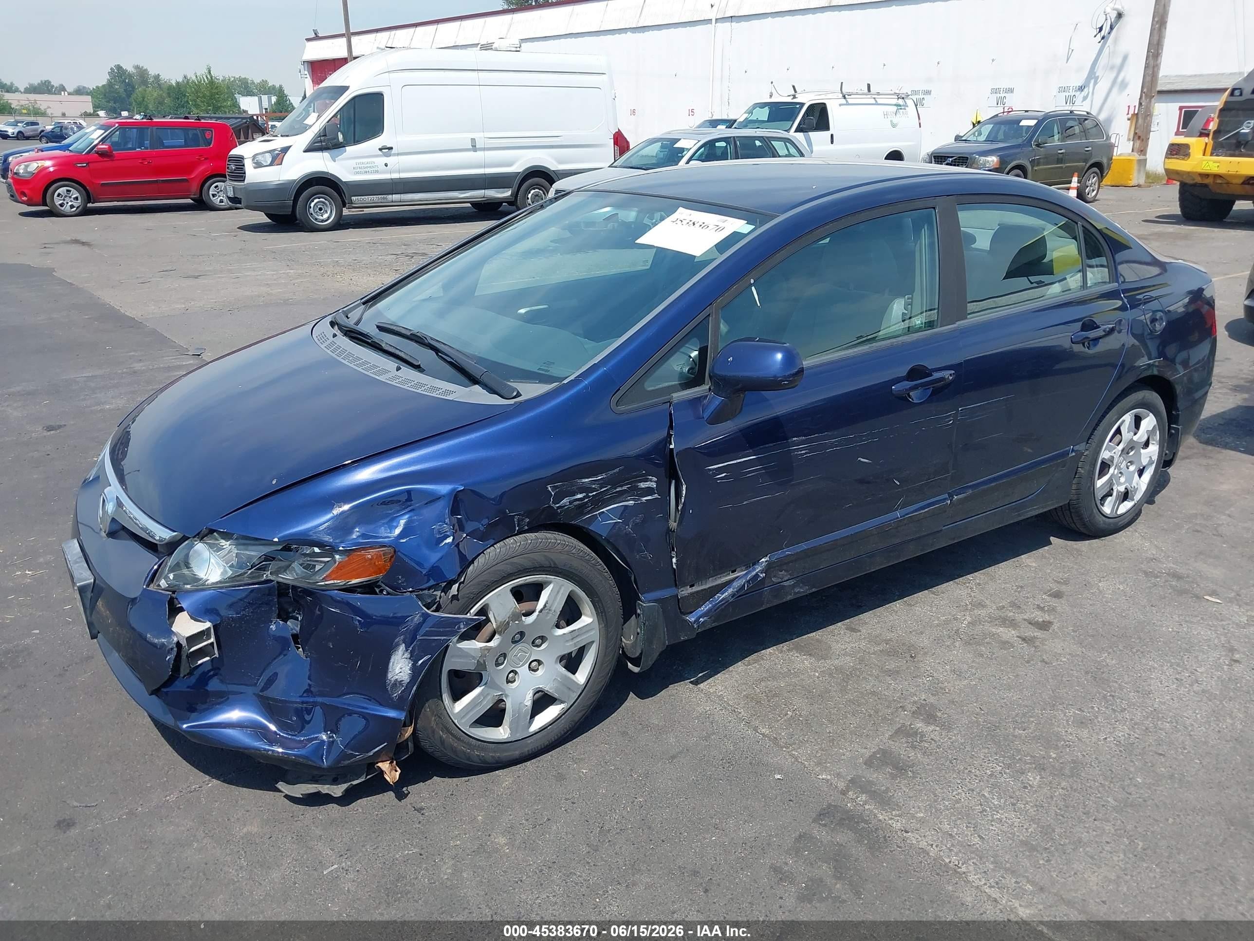2008 Honda Civic Lx Blue vin: 1HGFA16598L008044