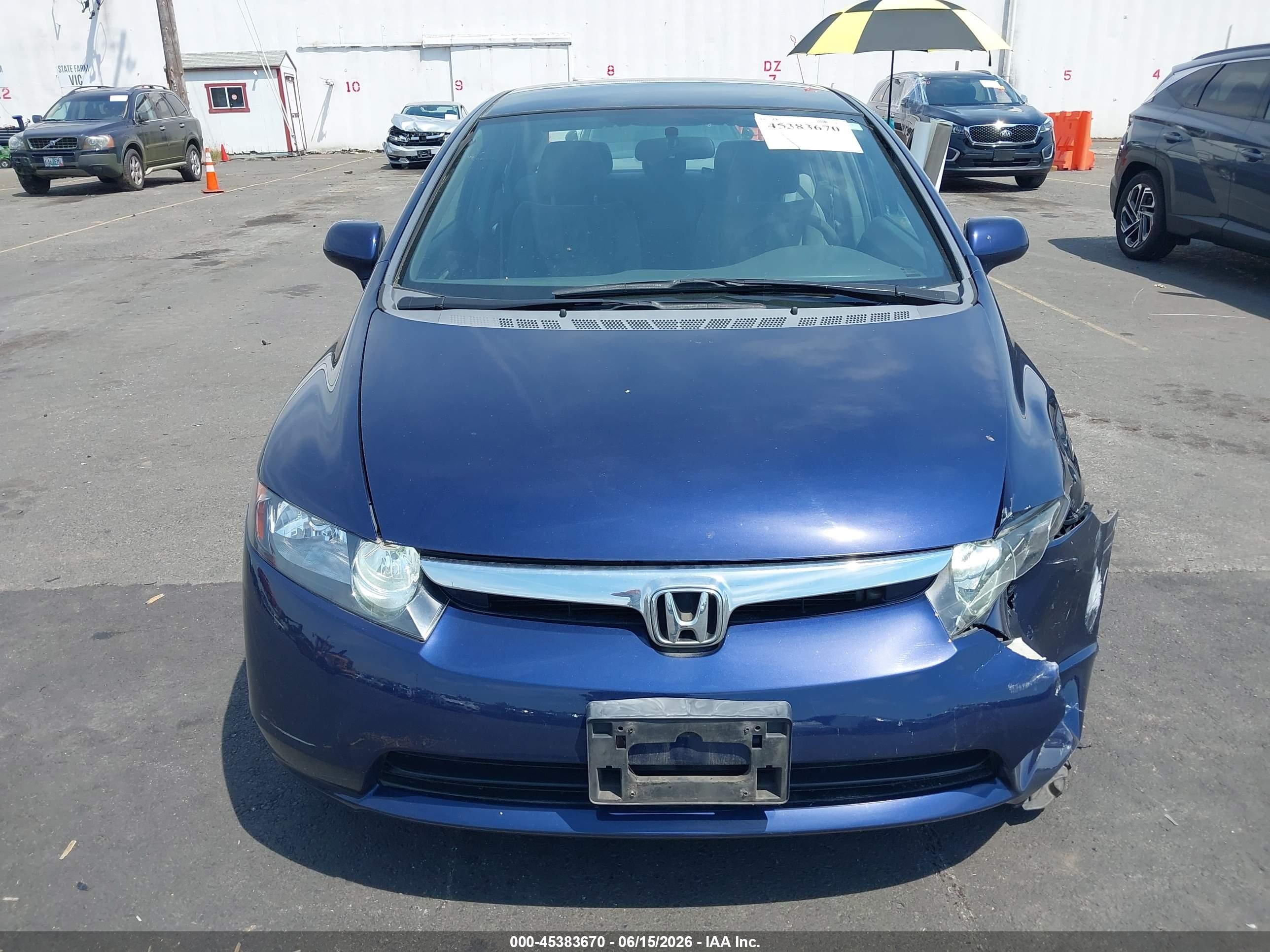 2008 Honda Civic Lx Blue vin: 1HGFA16598L008044