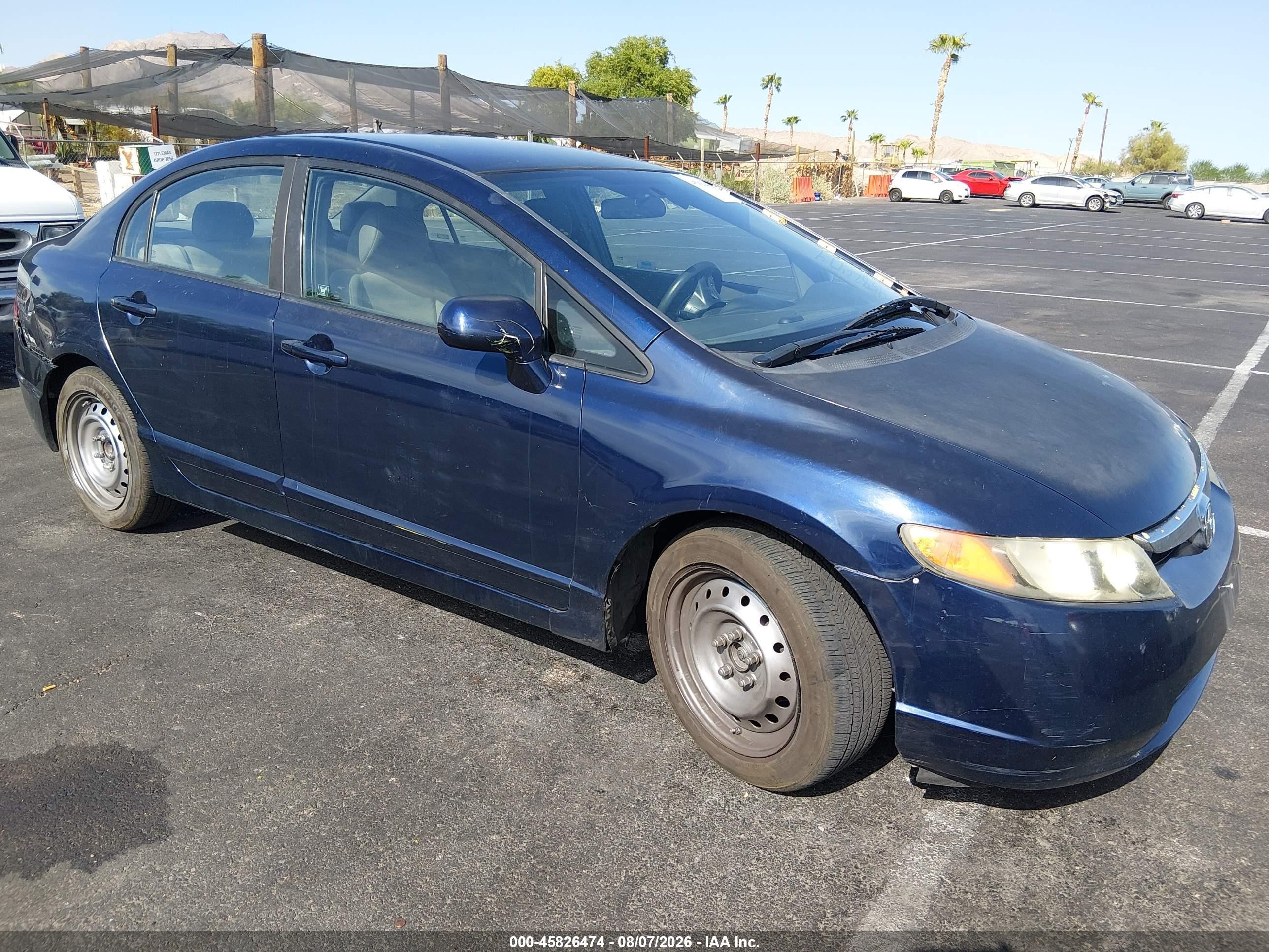 2008 Honda Civic Lx Blue vin: 1HGFA16598L026091