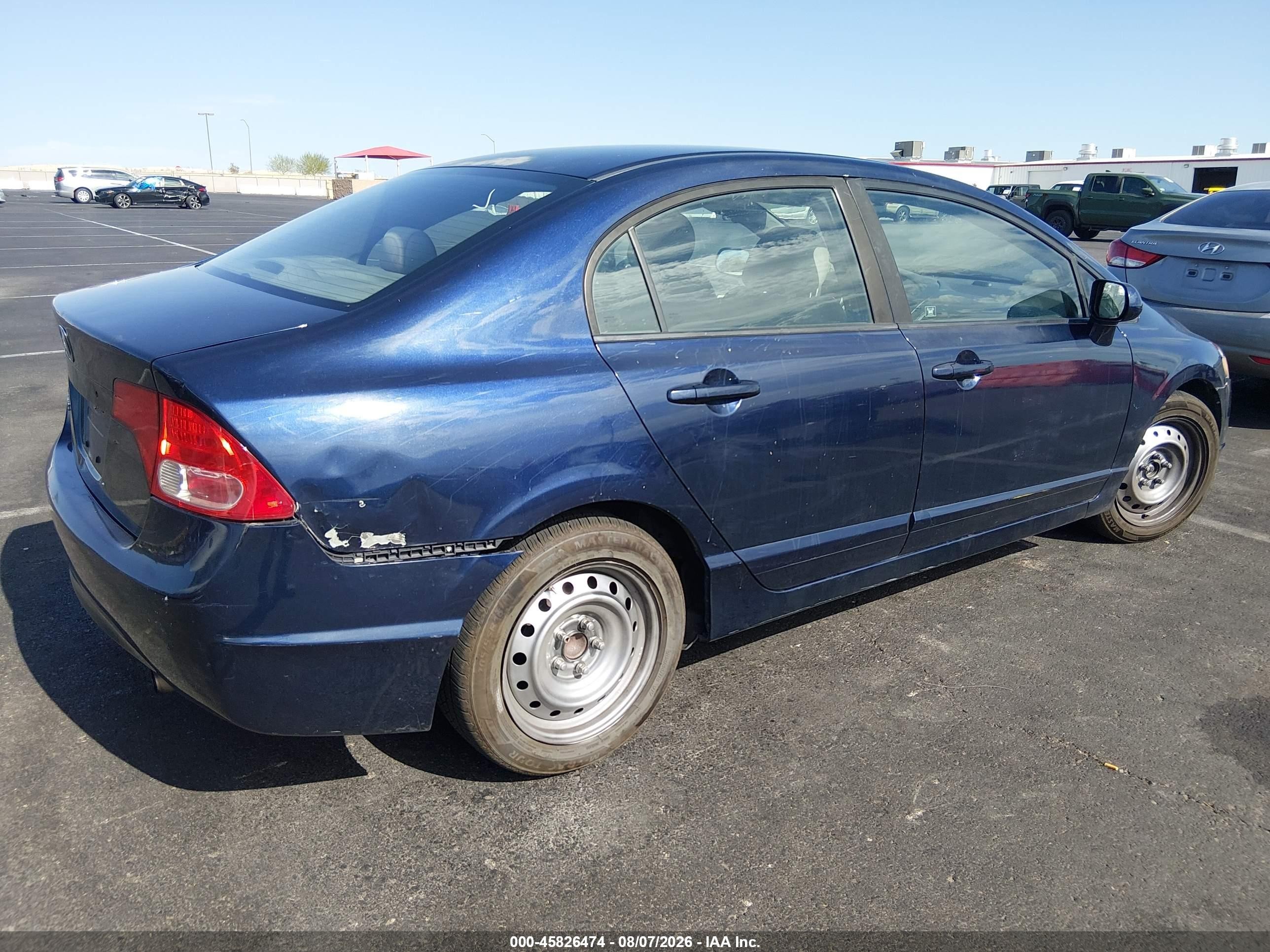 2008 Honda Civic Lx Blue vin: 1HGFA16598L026091