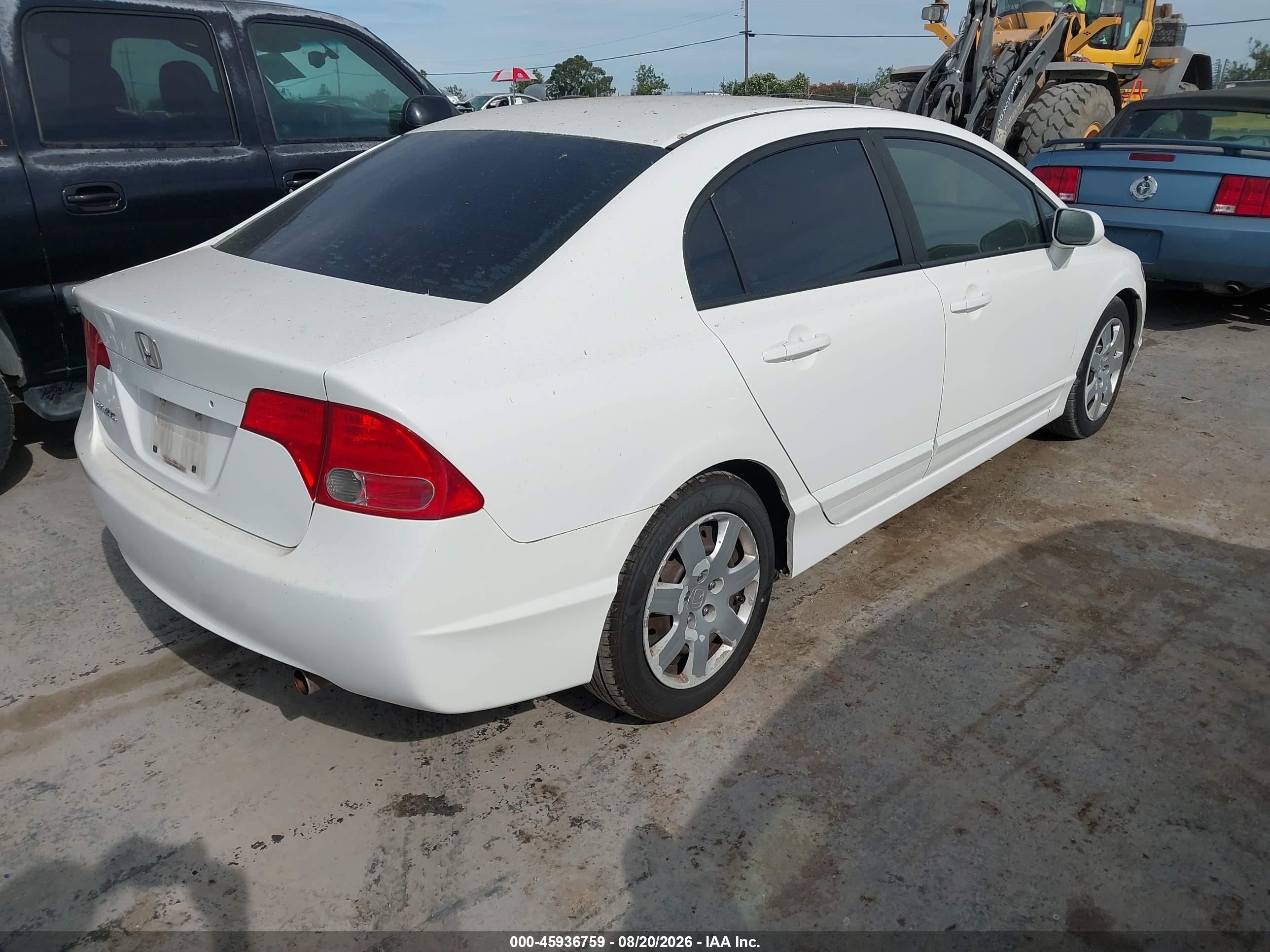 2008 Honda Civic Lx White vin: 1HGFA16598L031727