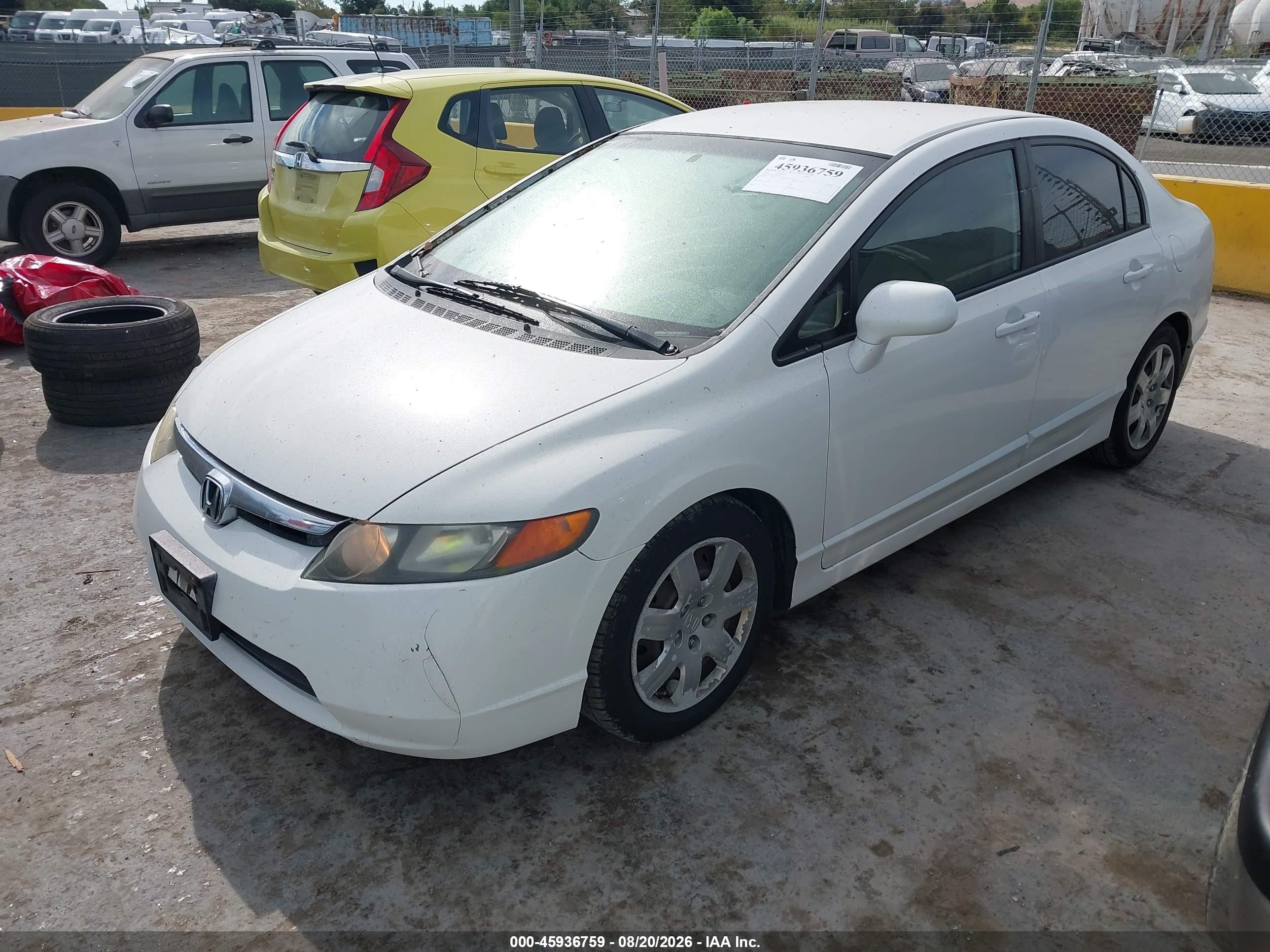 2008 Honda Civic Lx White vin: 1HGFA16598L031727