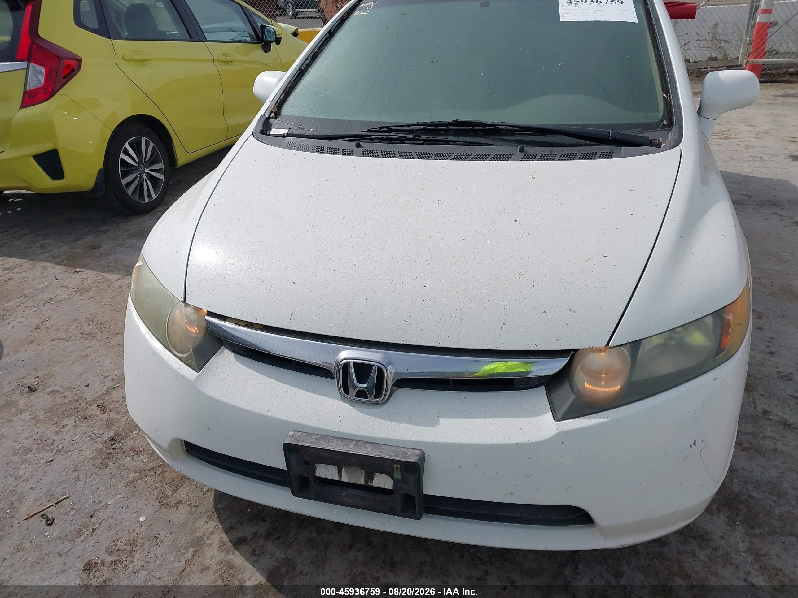 2008 Honda Civic Lx White vin: 1HGFA16598L031727