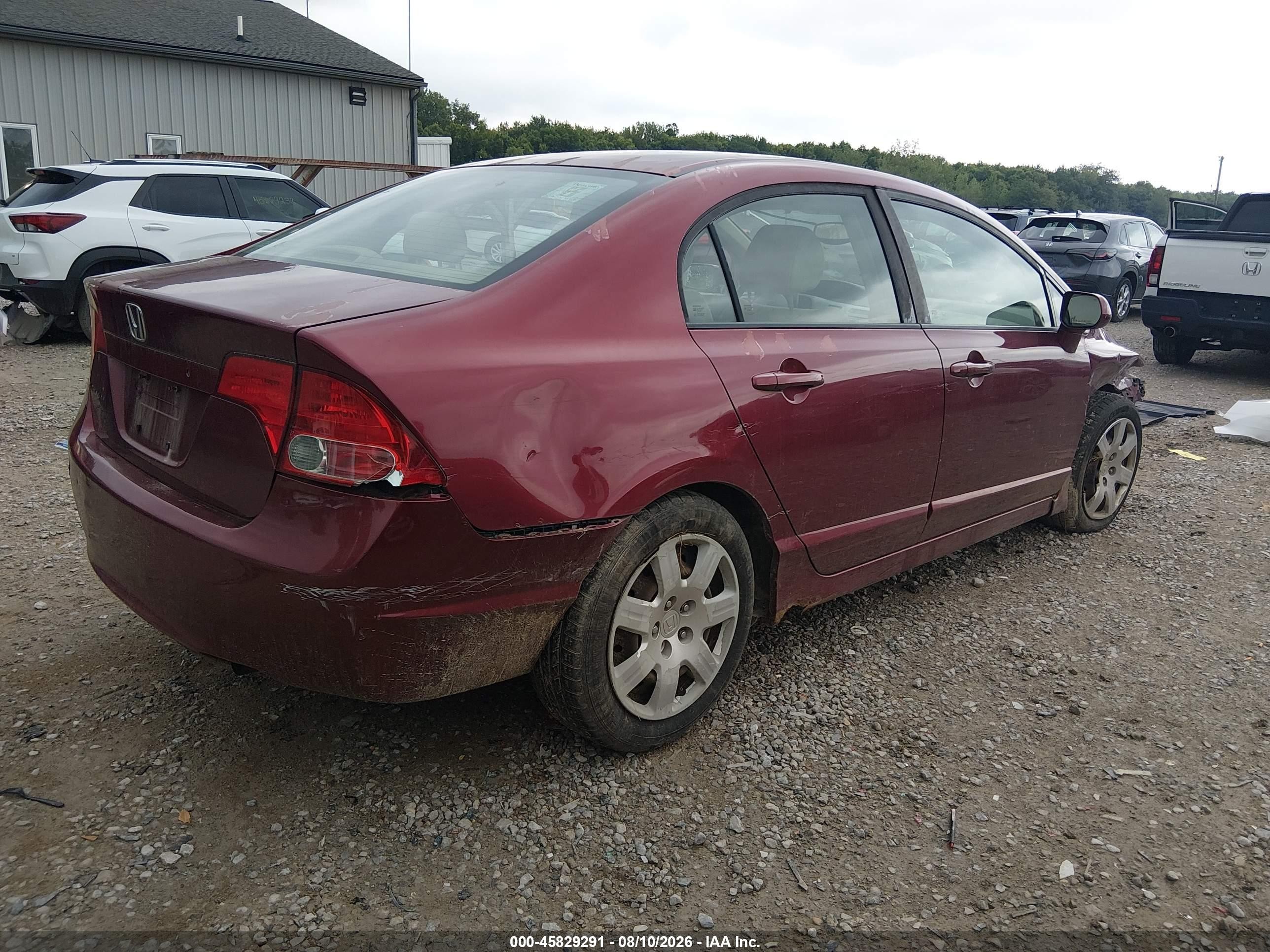 2008 Honda Civic Lx Red vin: 1HGFA16598L055204