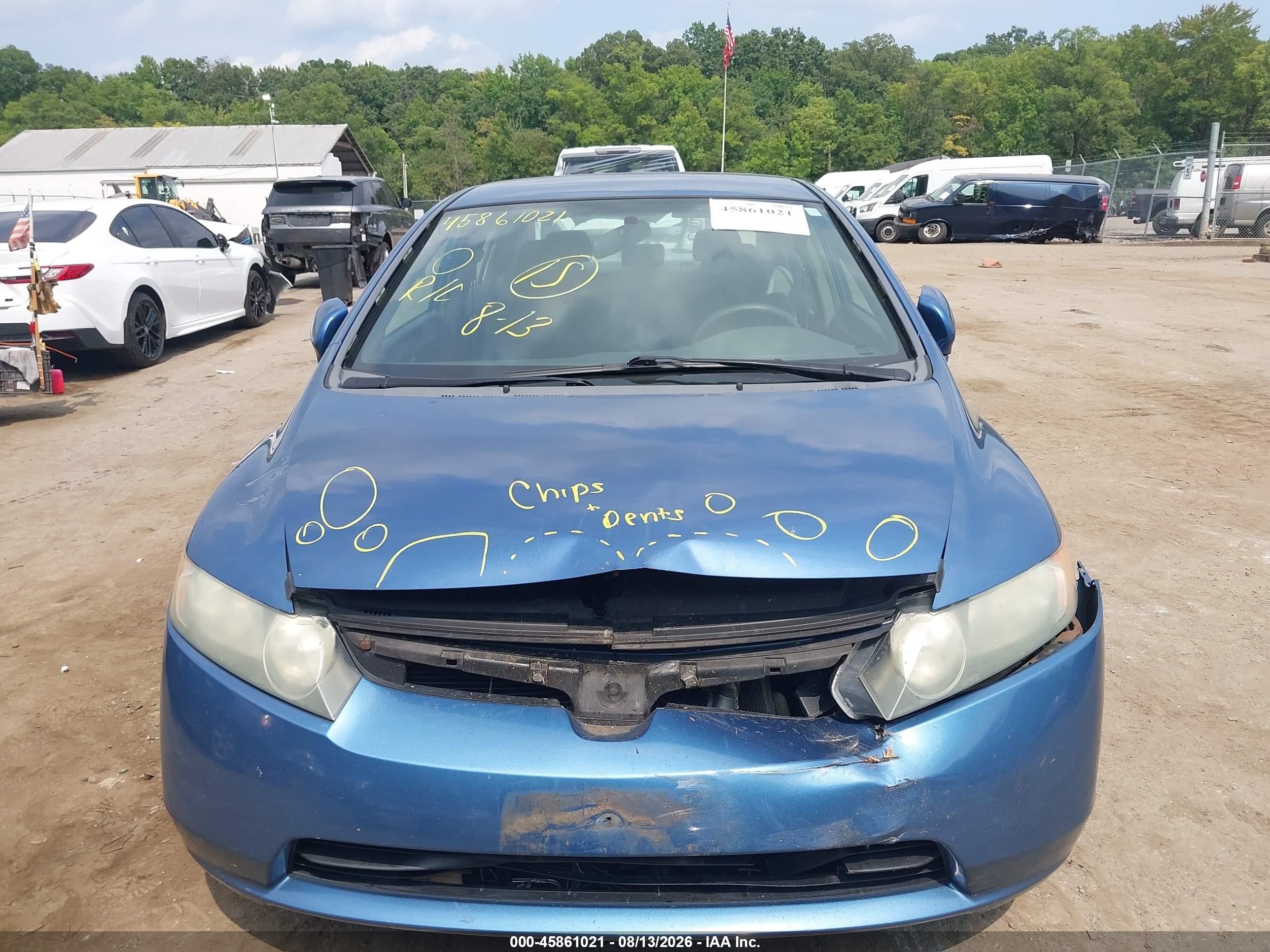 2008 Honda Civic Lx Blue vin: 1HGFA16598L077378