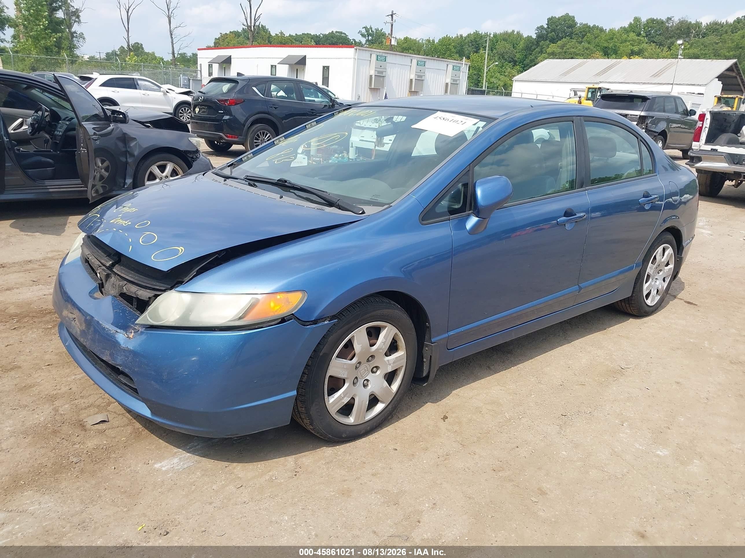 2008 Honda Civic Lx Blue vin: 1HGFA16598L077378