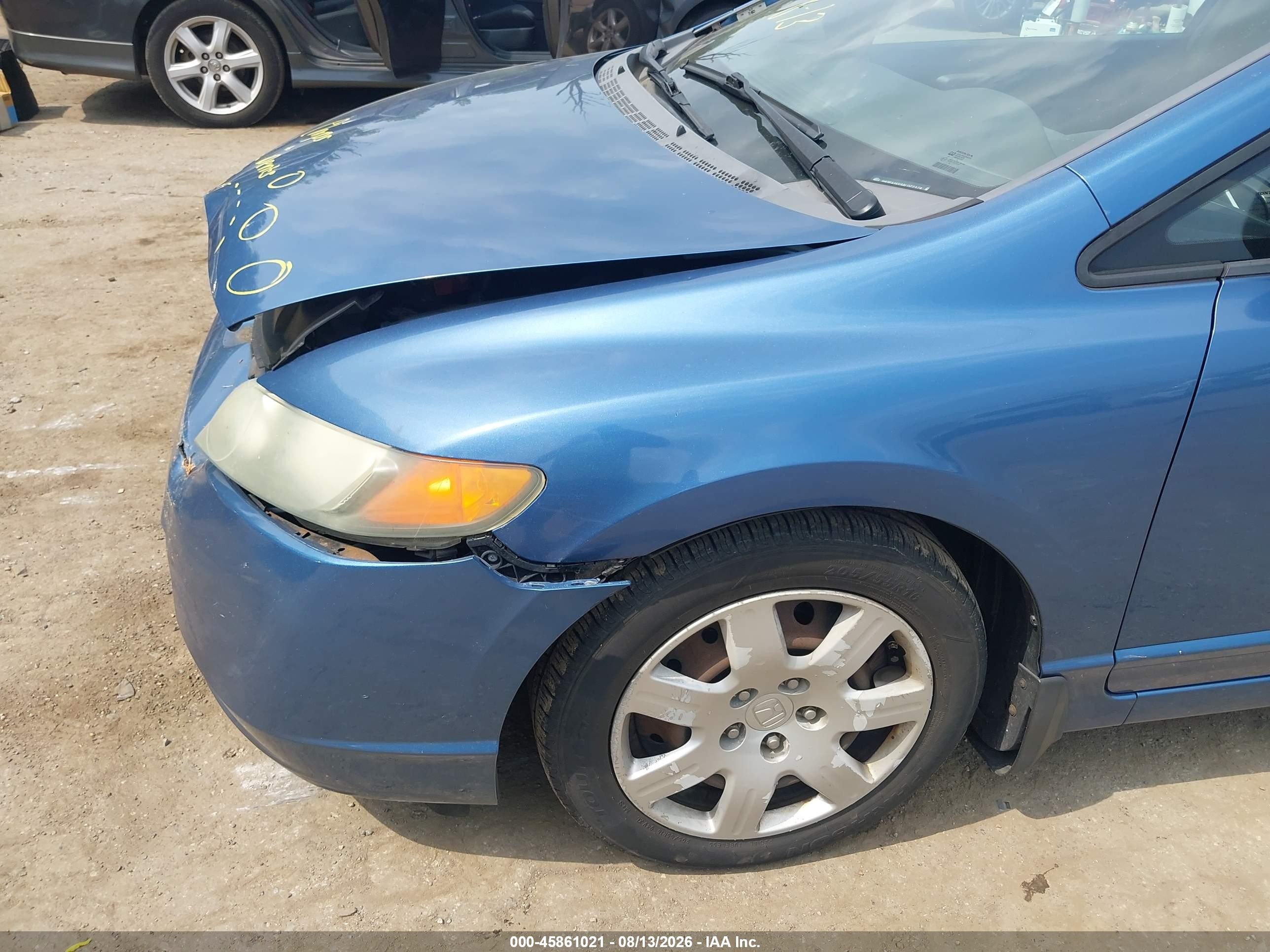2008 Honda Civic Lx Blue vin: 1HGFA16598L077378