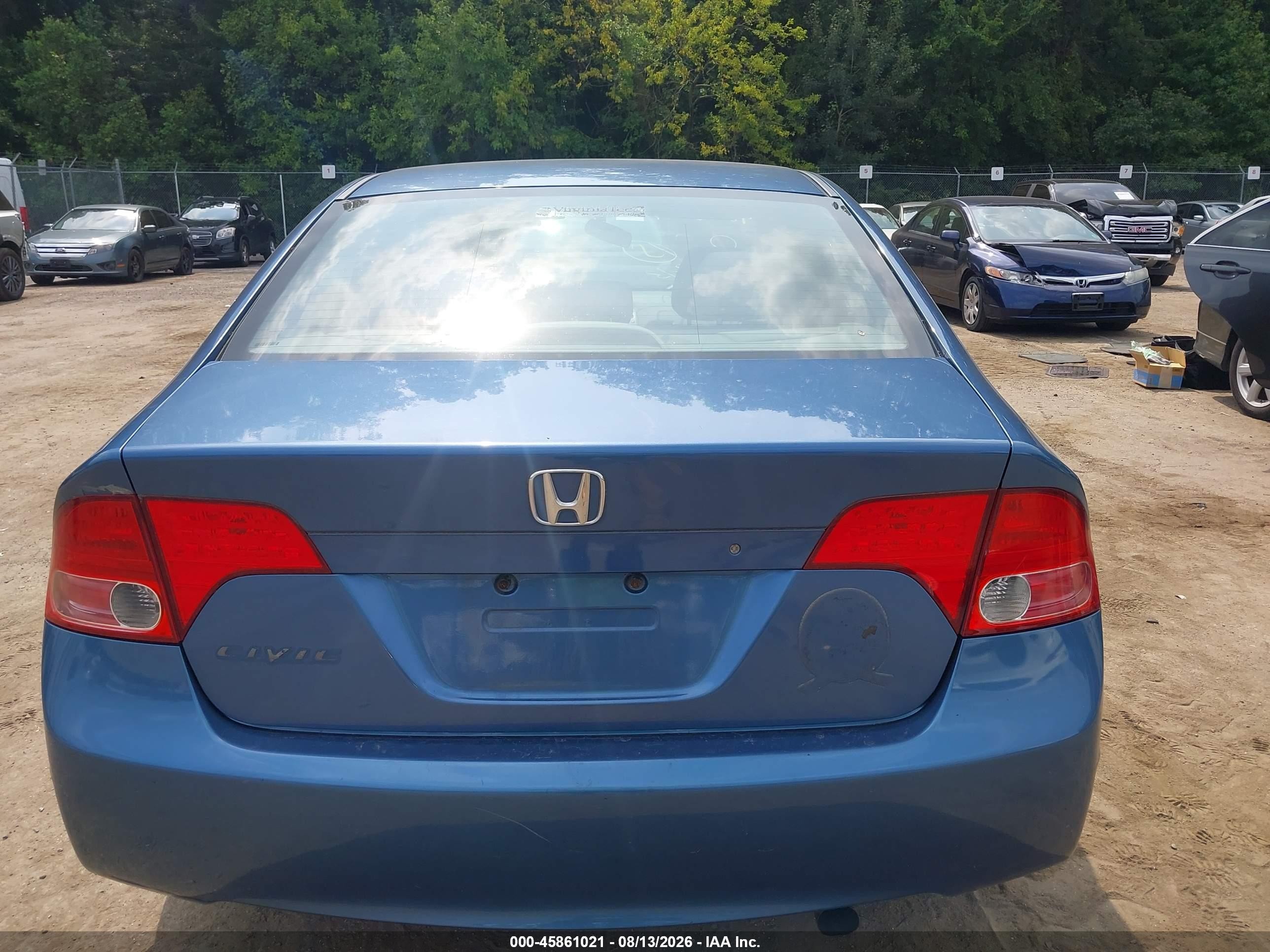 2008 Honda Civic Lx Blue vin: 1HGFA16598L077378
