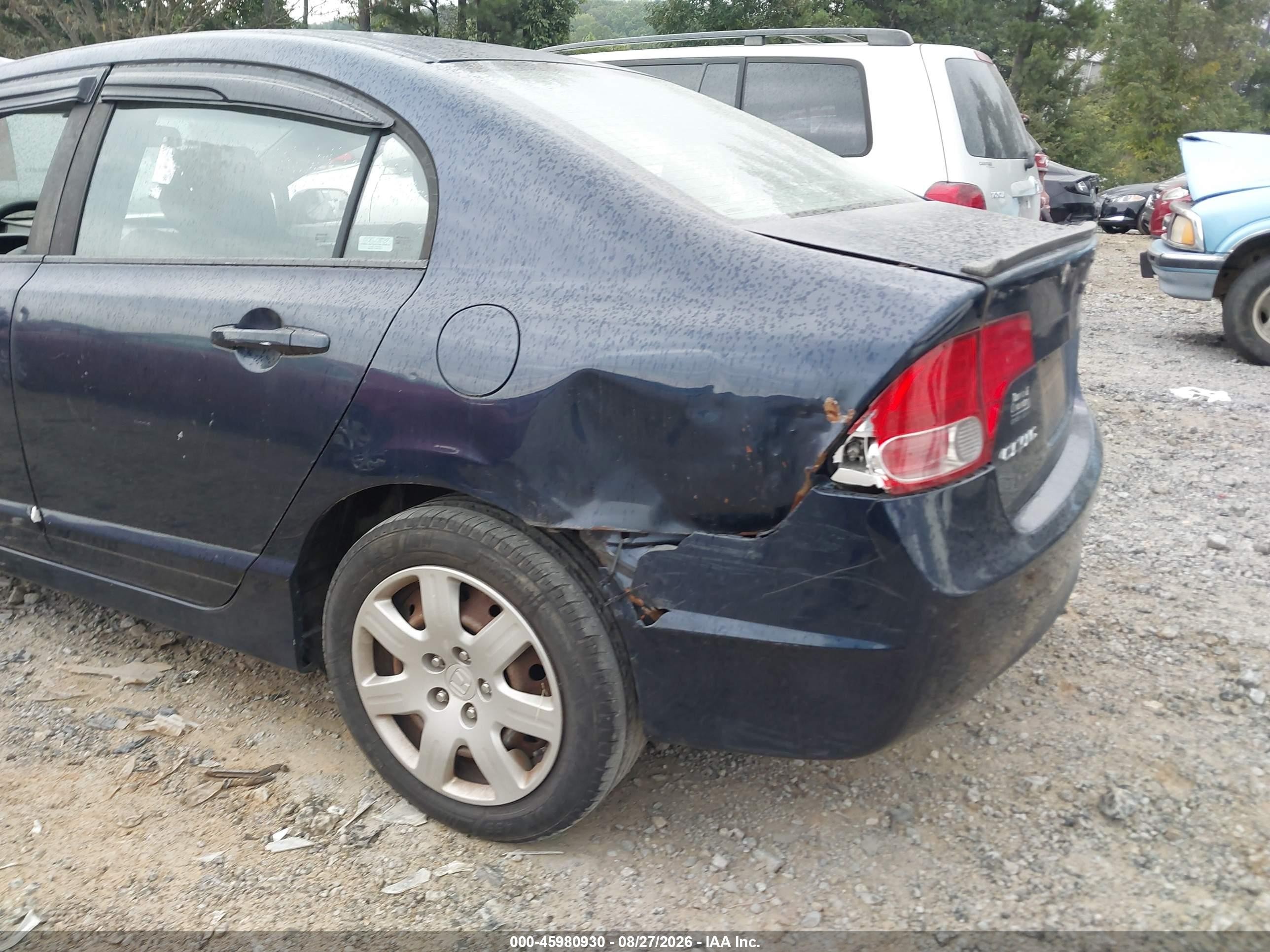 2008 Honda Civic Lx Dark Blue vin: 1HGFA16598L093077