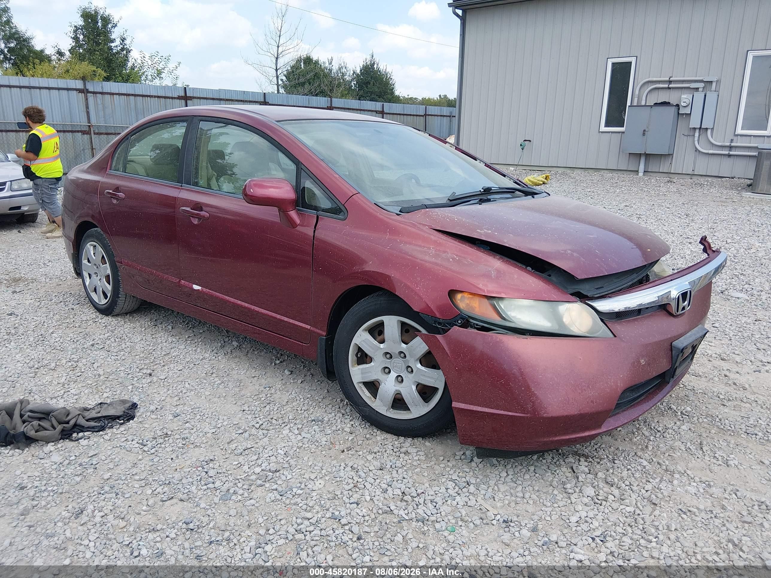 2008 Honda Civic Lx Burgundy vin: 1HGFA16598L101291