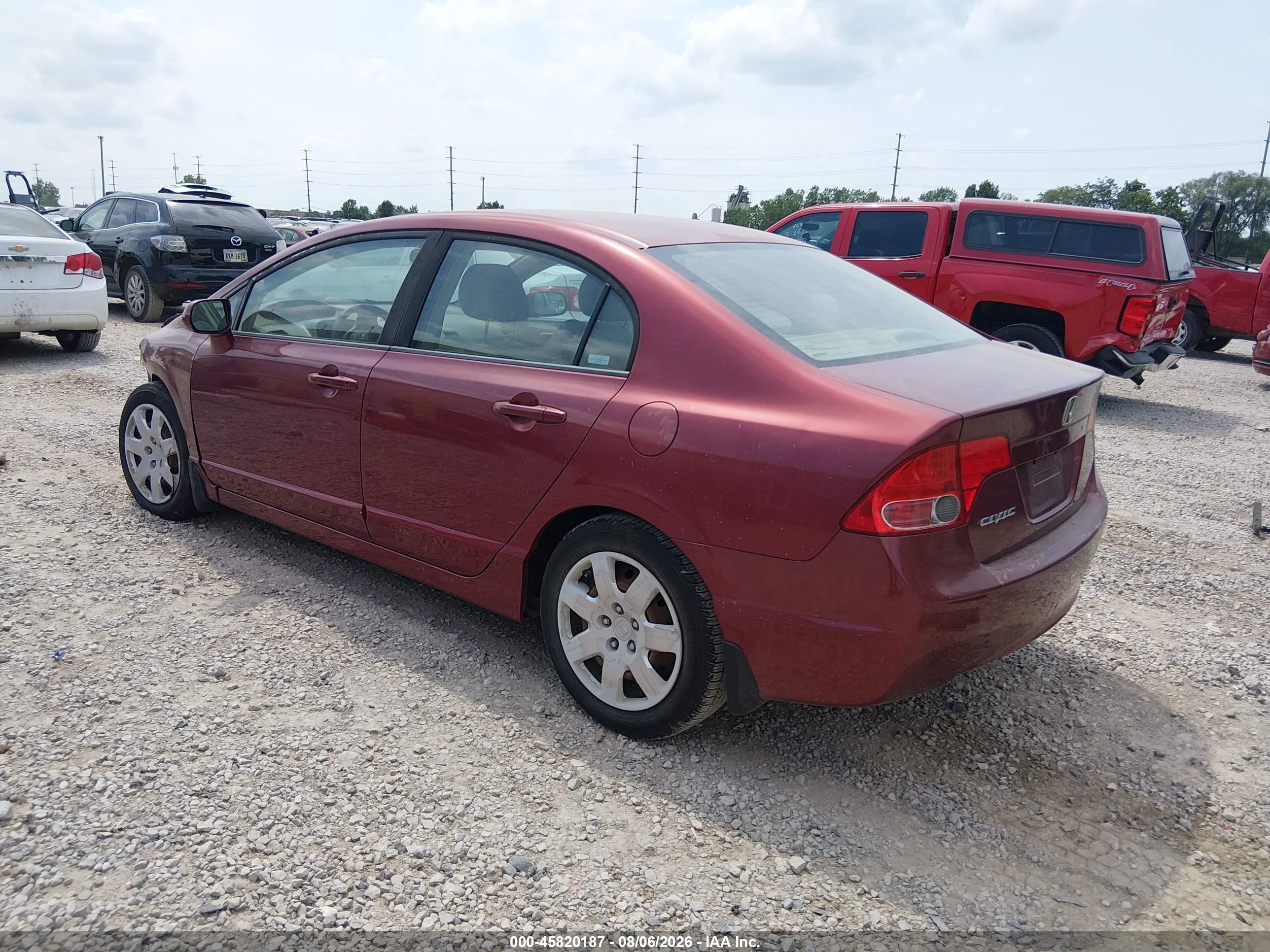 2008 Honda Civic Lx Burgundy vin: 1HGFA16598L101291