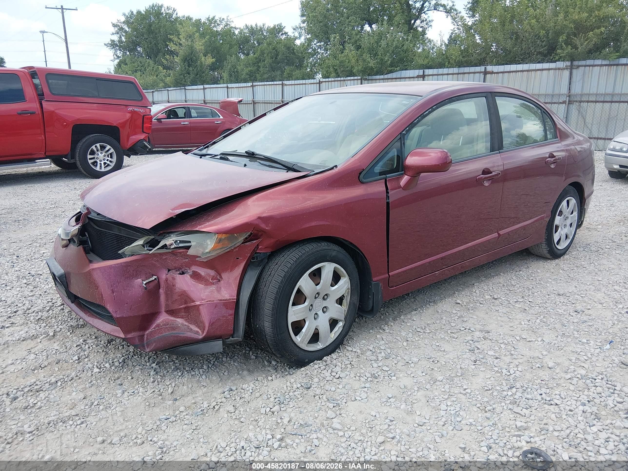 2008 Honda Civic Lx Burgundy vin: 1HGFA16598L101291
