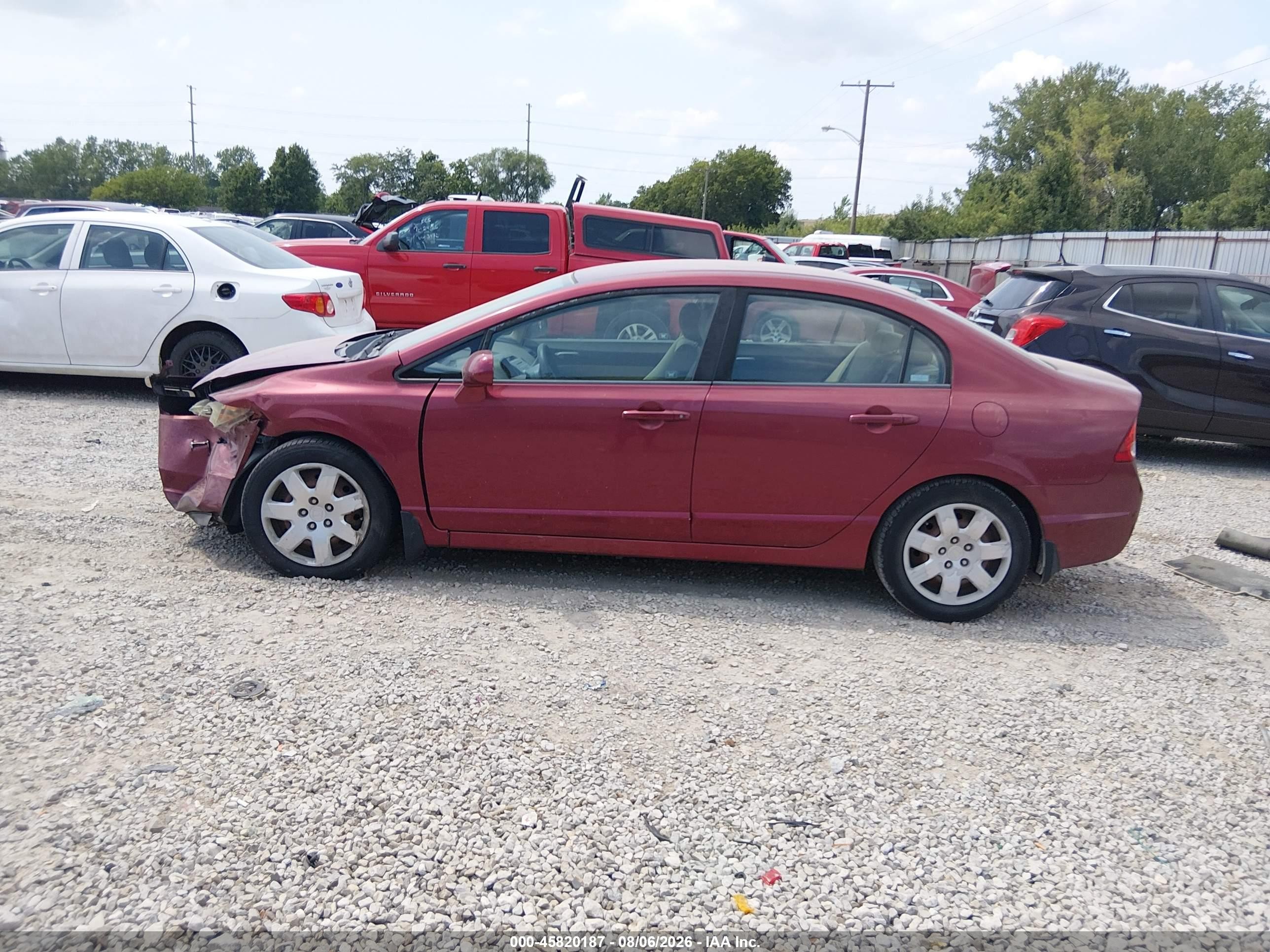 2008 Honda Civic Lx Burgundy vin: 1HGFA16598L101291