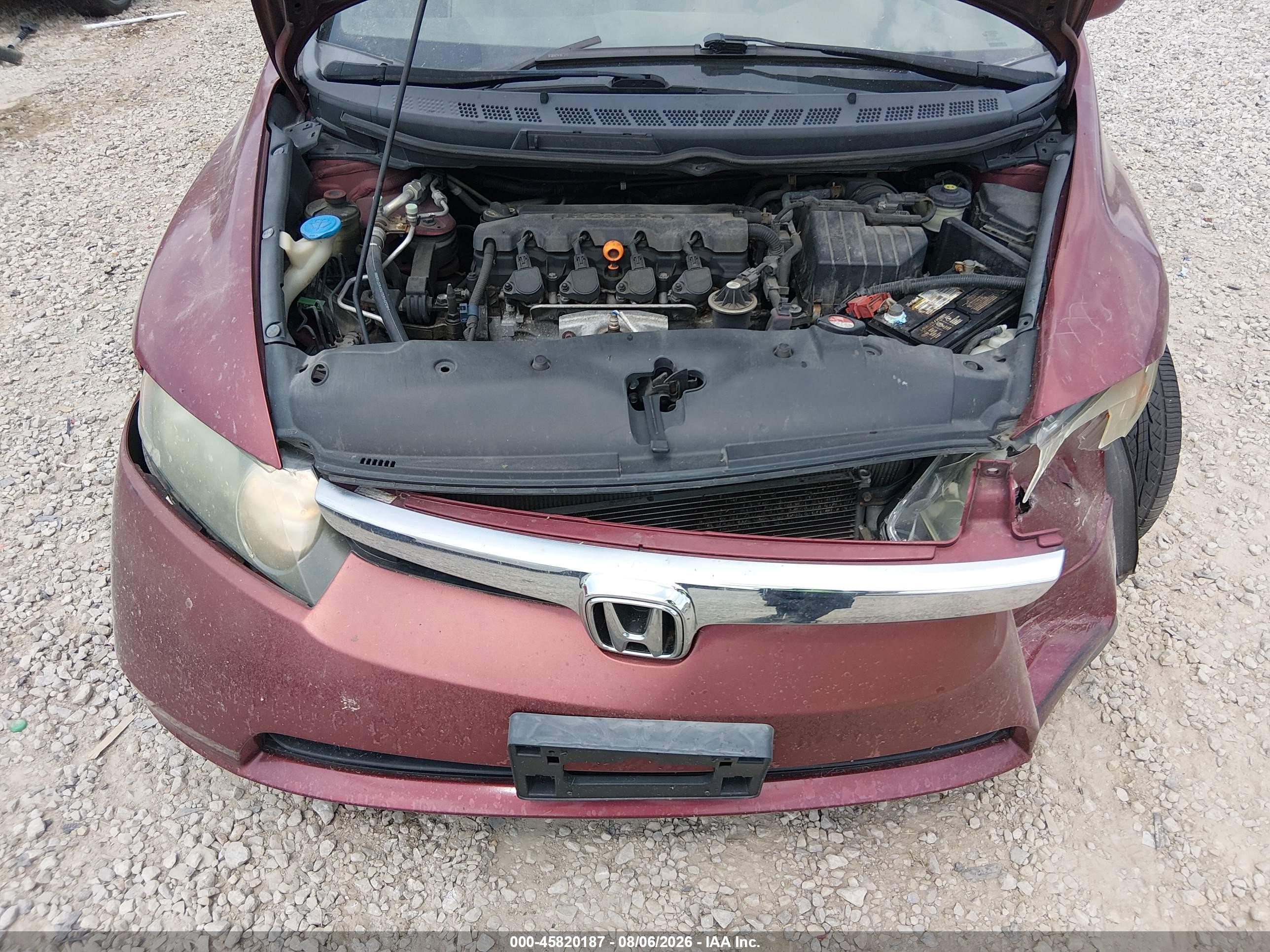 2008 Honda Civic Lx Burgundy vin: 1HGFA16598L101291