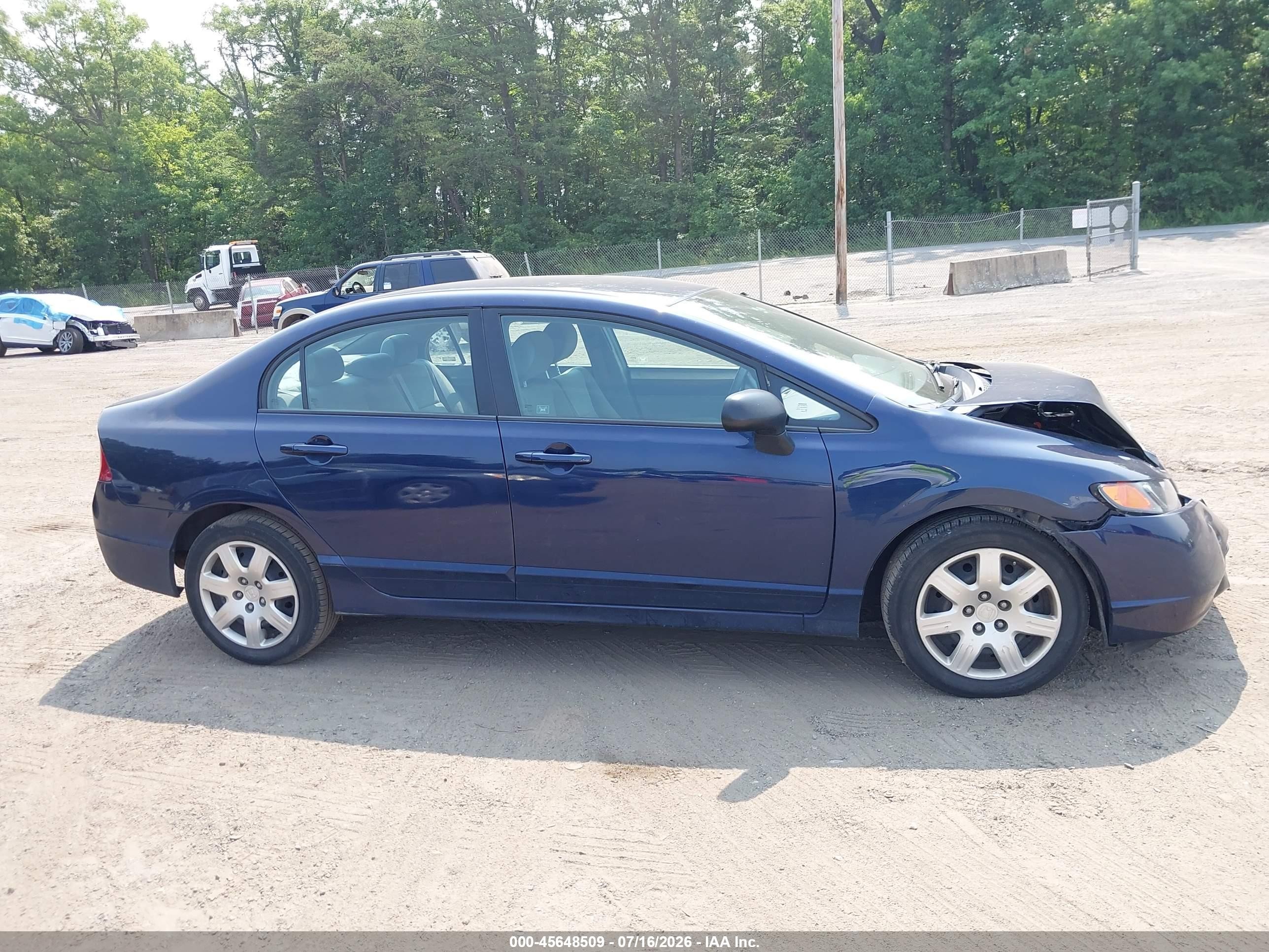 2008 Honda Civic Lx Blue vin: 1HGFA16598L113487