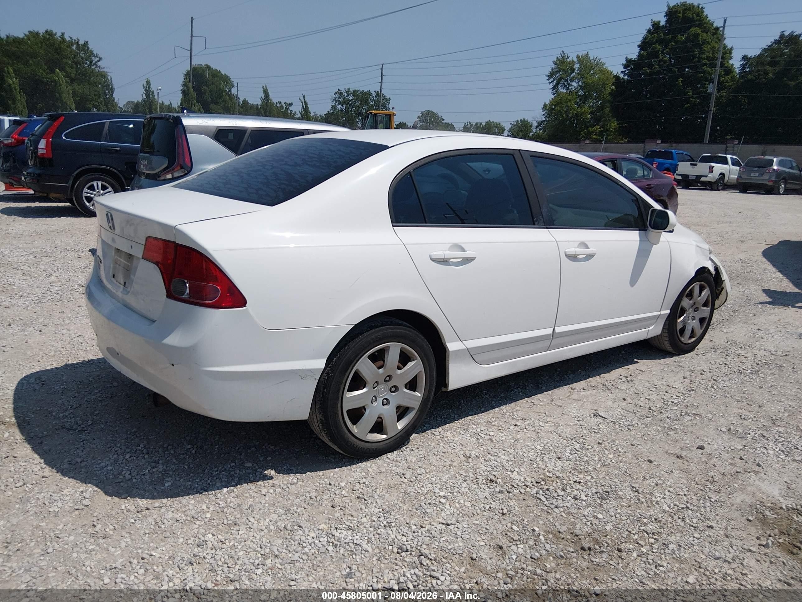 2008 Honda Civic Lx White vin: 1HGFA16598L116504