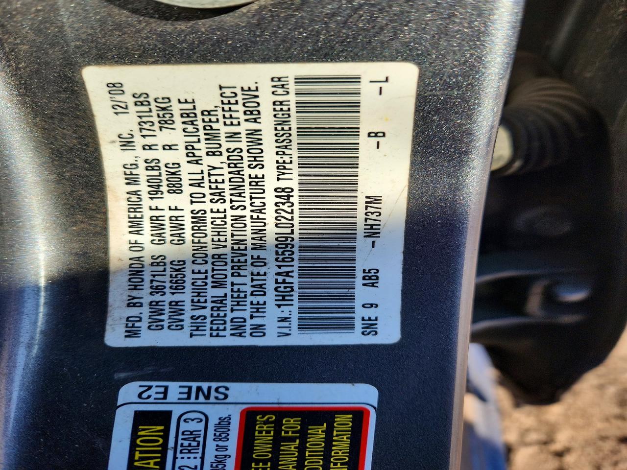 2009 Honda Civic Lx Gray vin: 1HGFA16599L022348