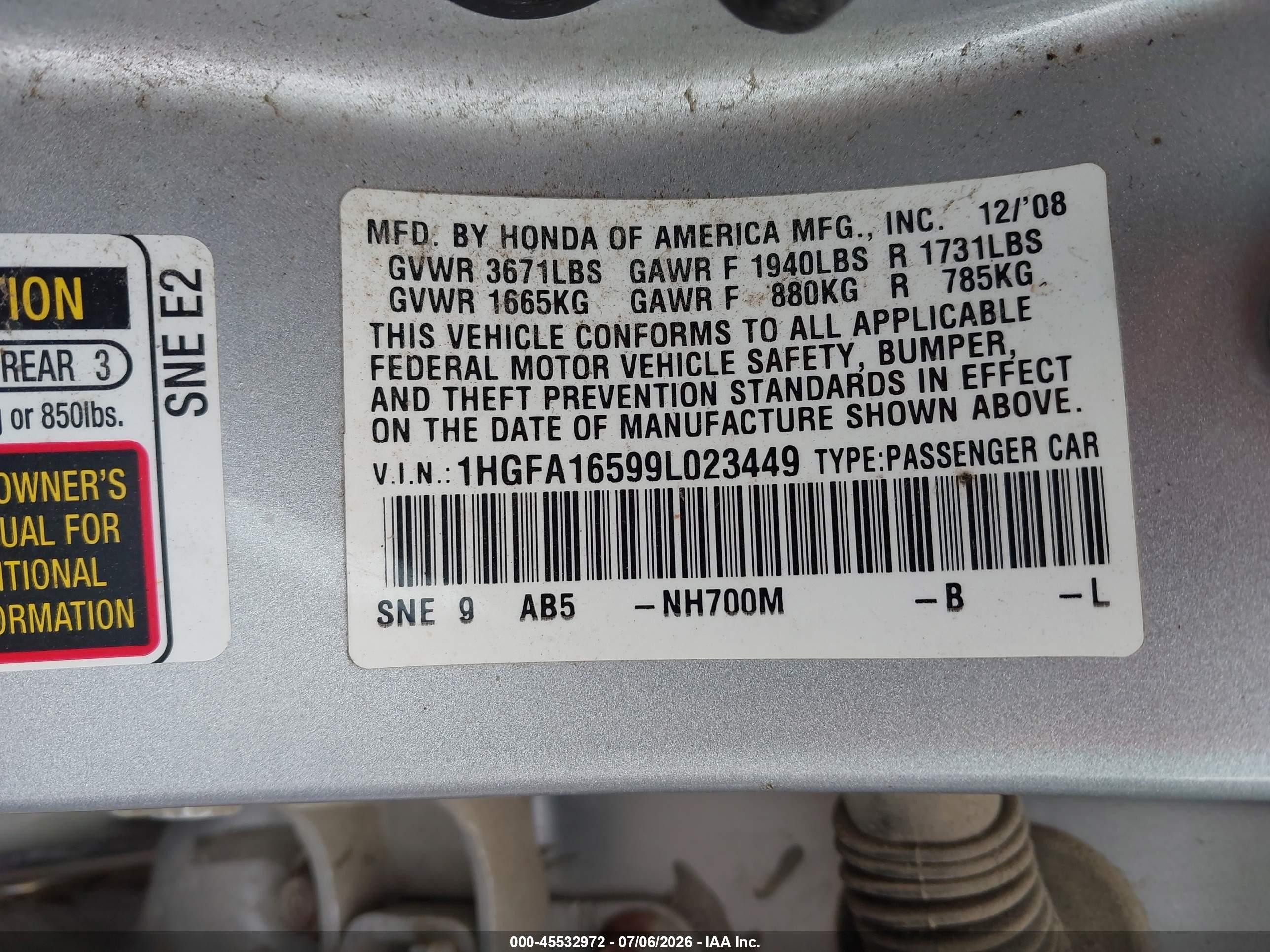 2009 Honda Civic Lx Silver vin: 1HGFA16599L023449