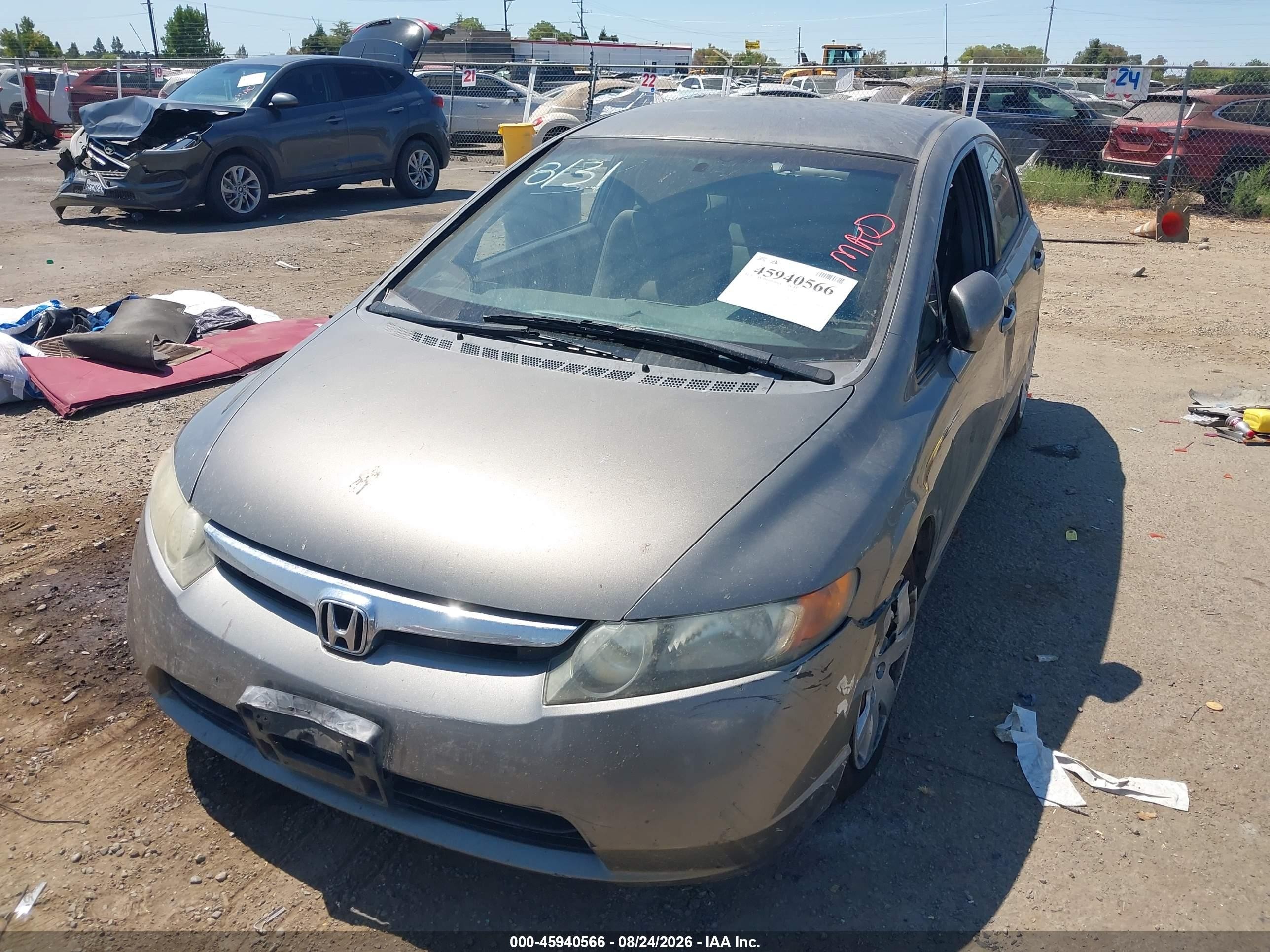 2006 Honda Civic Lx Gray vin: 1HGFA165X6L109316