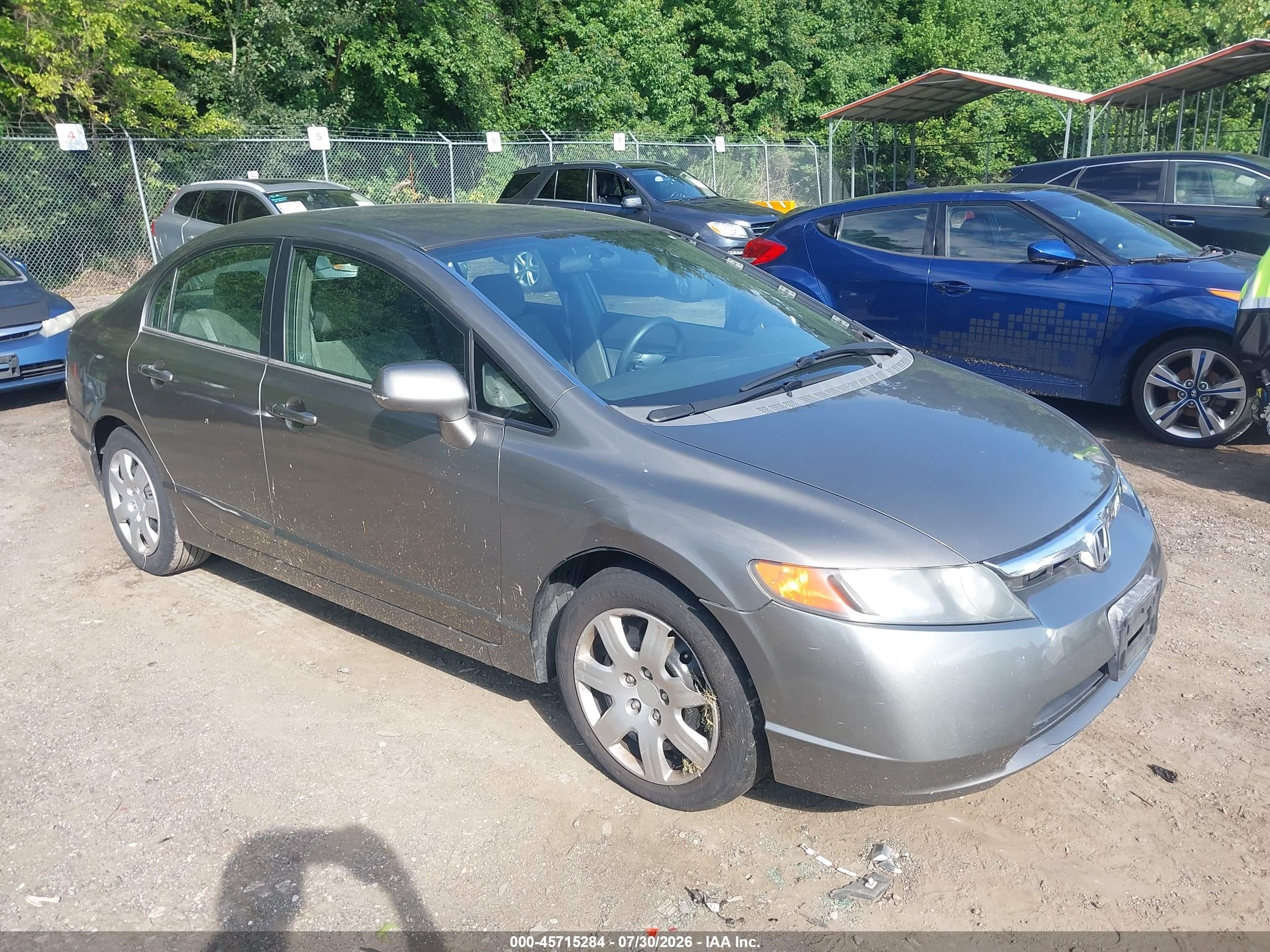 2007 Honda Civic Lx Gray vin: 1HGFA165X7L002655