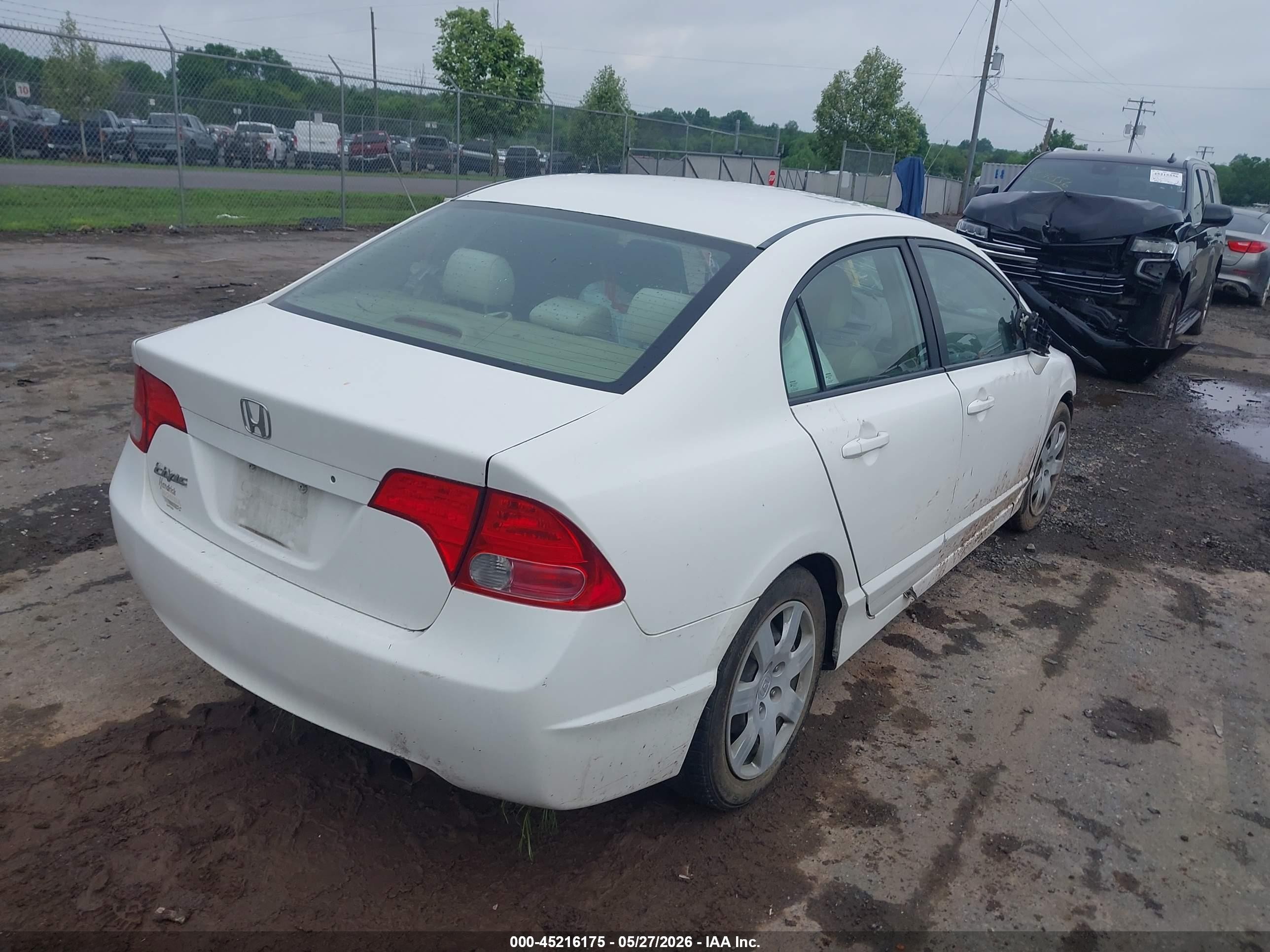 2007 Honda Civic Lx White vin: 1HGFA165X7L086590