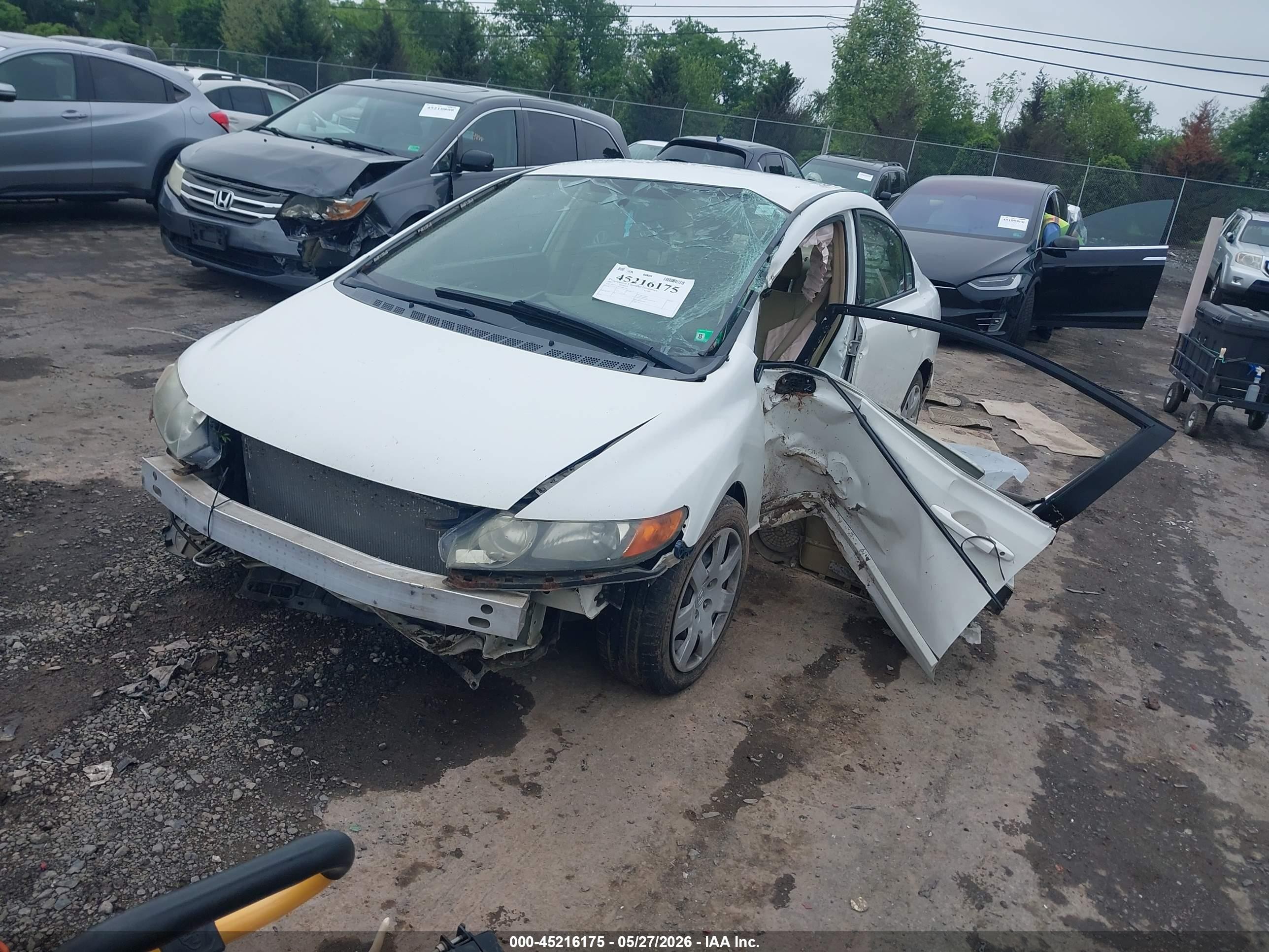 2007 Honda Civic Lx White vin: 1HGFA165X7L086590