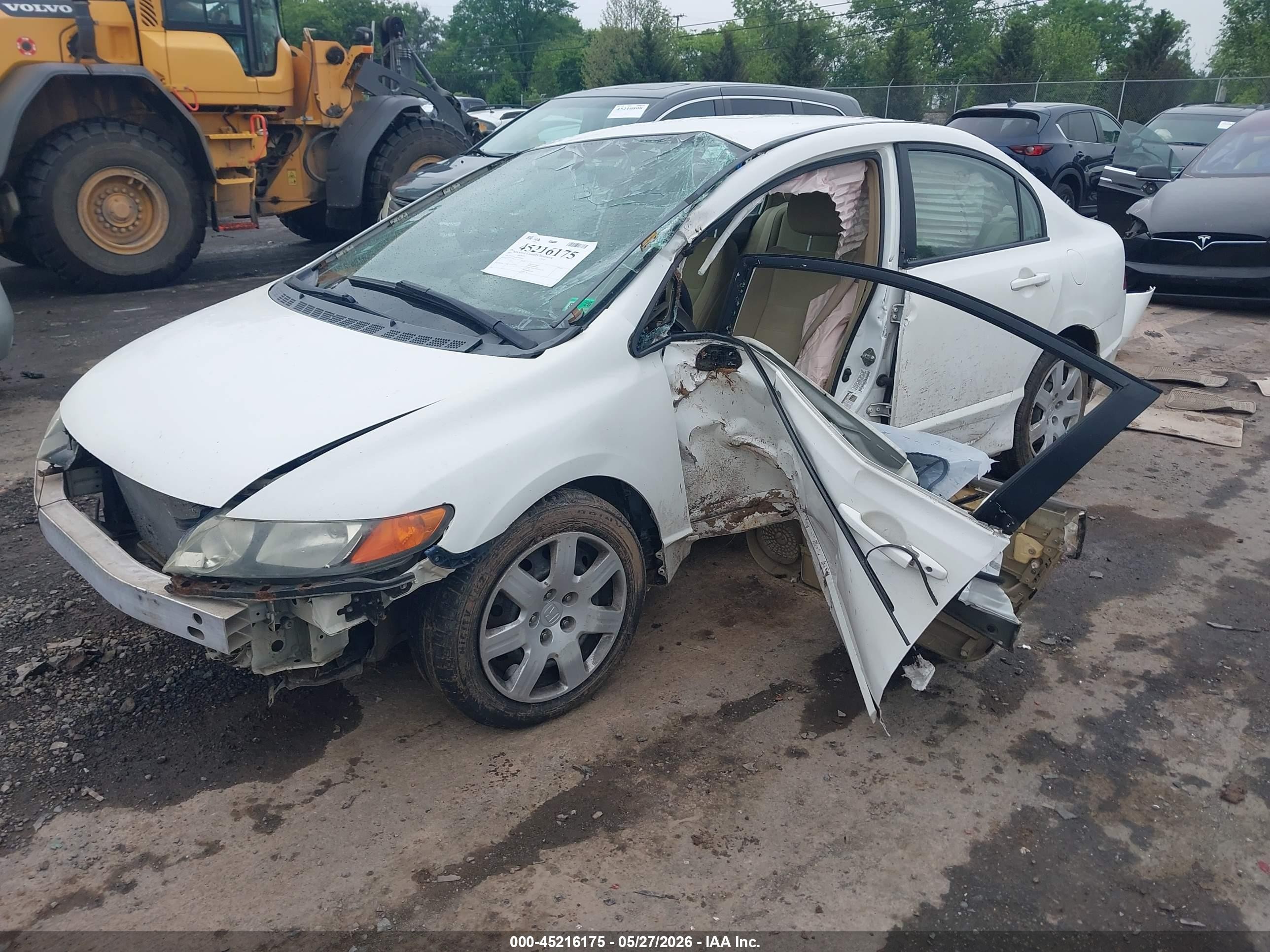2007 Honda Civic Lx White vin: 1HGFA165X7L086590