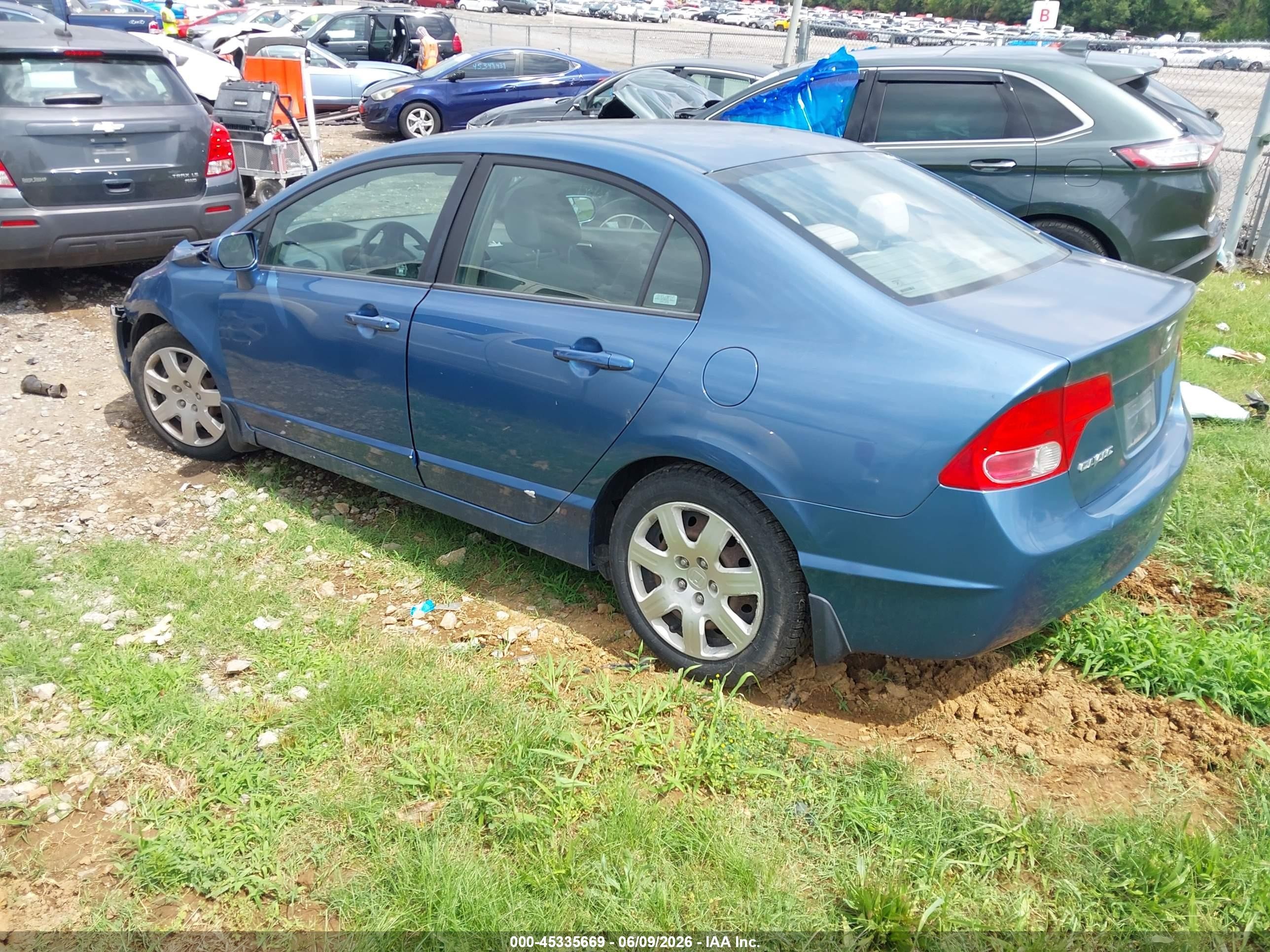 2007 Honda Civic Lx Blue vin: 1HGFA165X7L131396