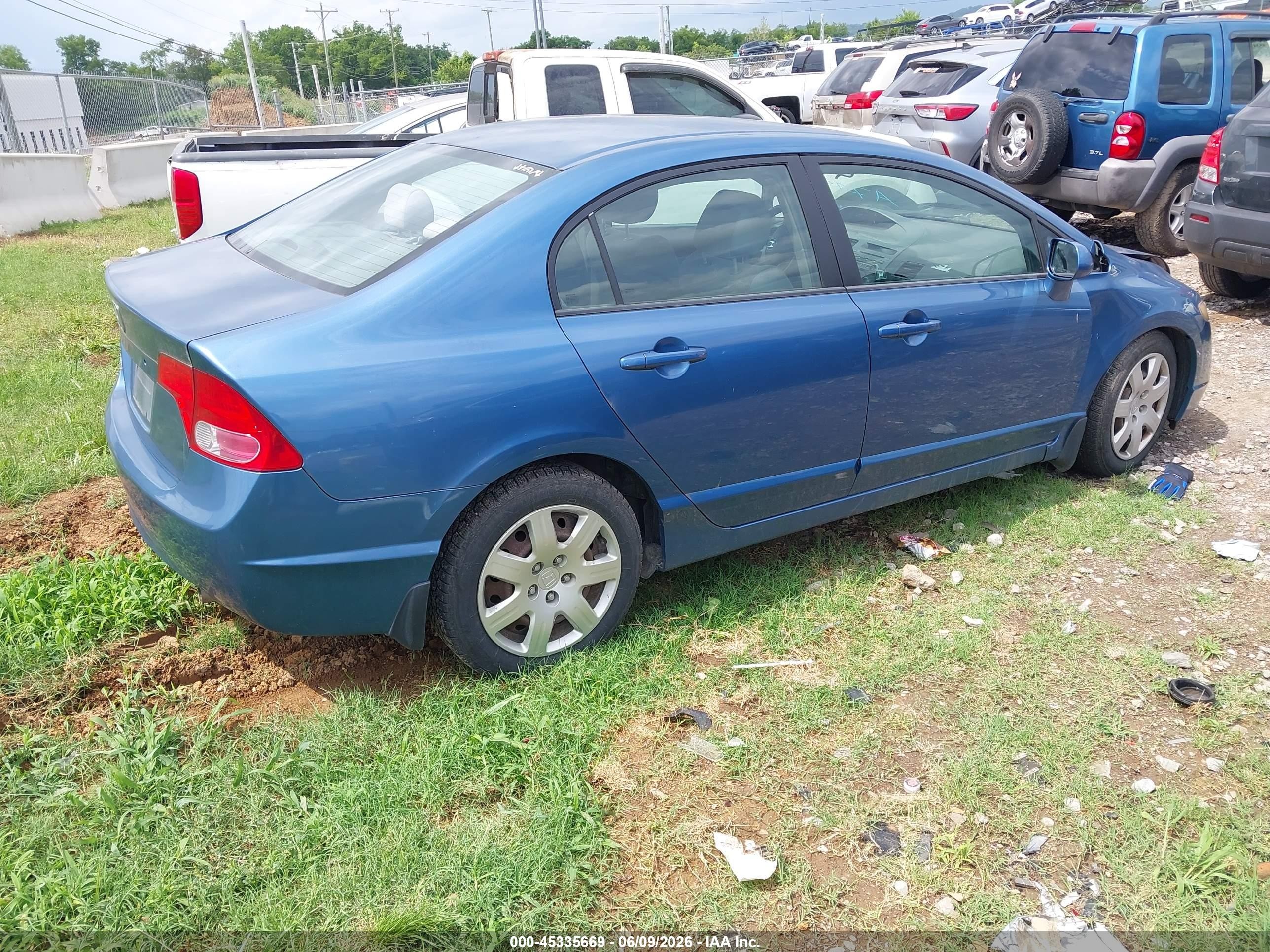 2007 Honda Civic Lx Blue vin: 1HGFA165X7L131396