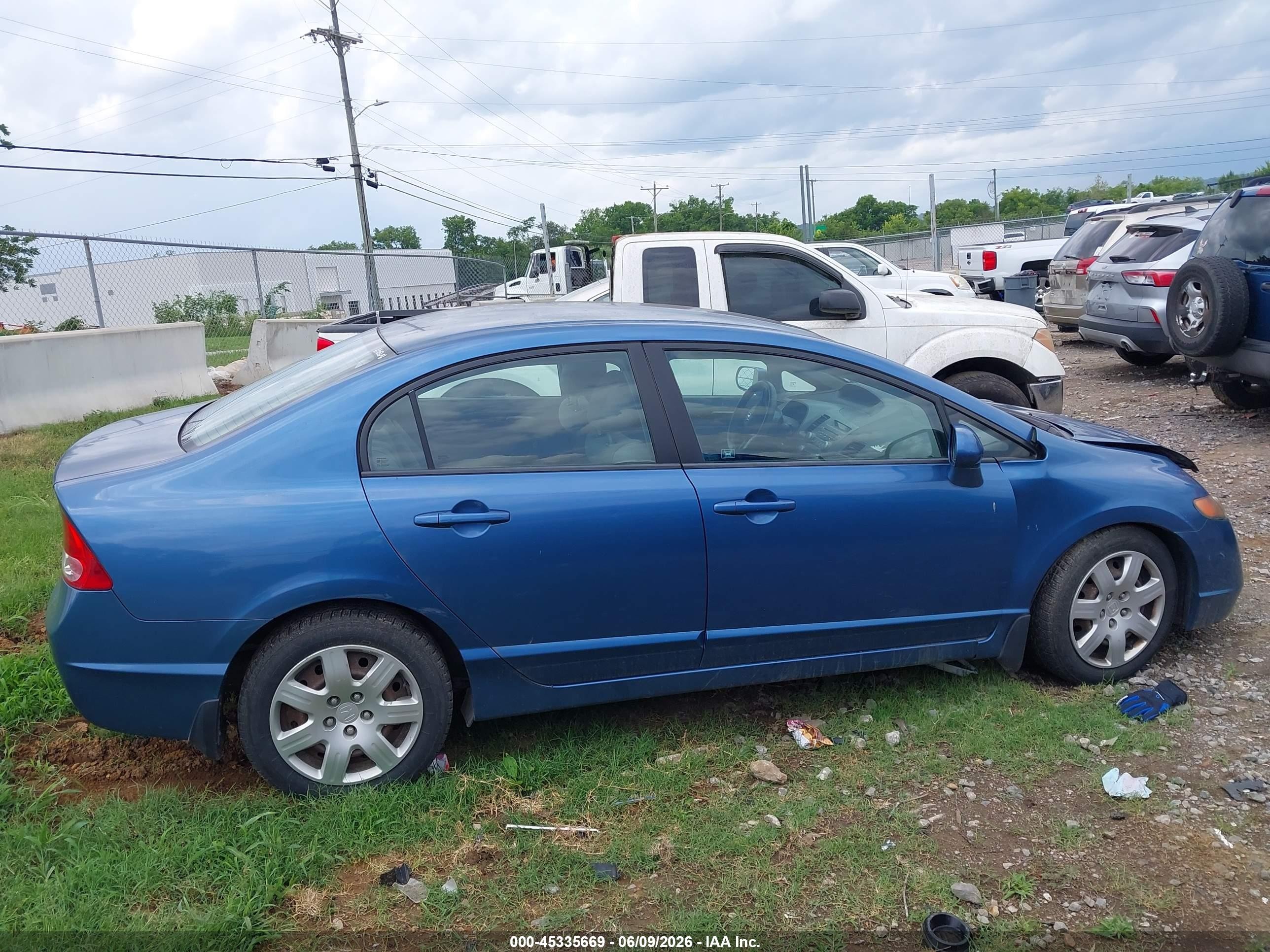 2007 Honda Civic Lx Blue vin: 1HGFA165X7L131396