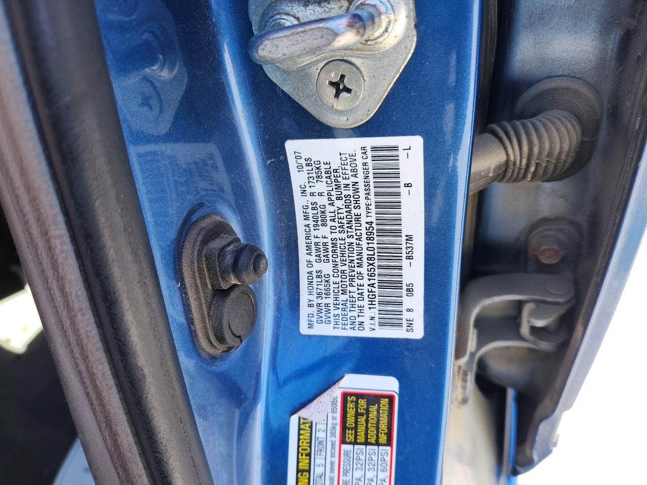 2008 Honda Civic Lx Синий vin: 1HGFA165X8L018954