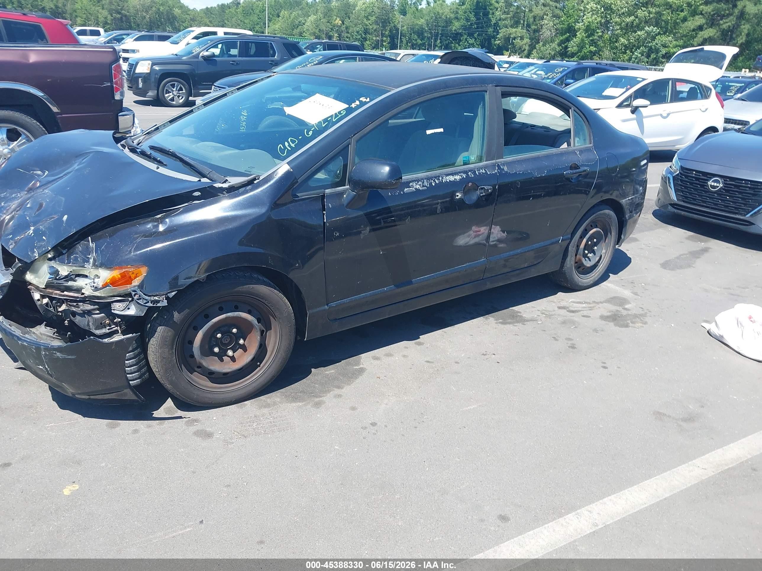 2008 Honda Civic Lx Black vin: 1HGFA165X8L035401
