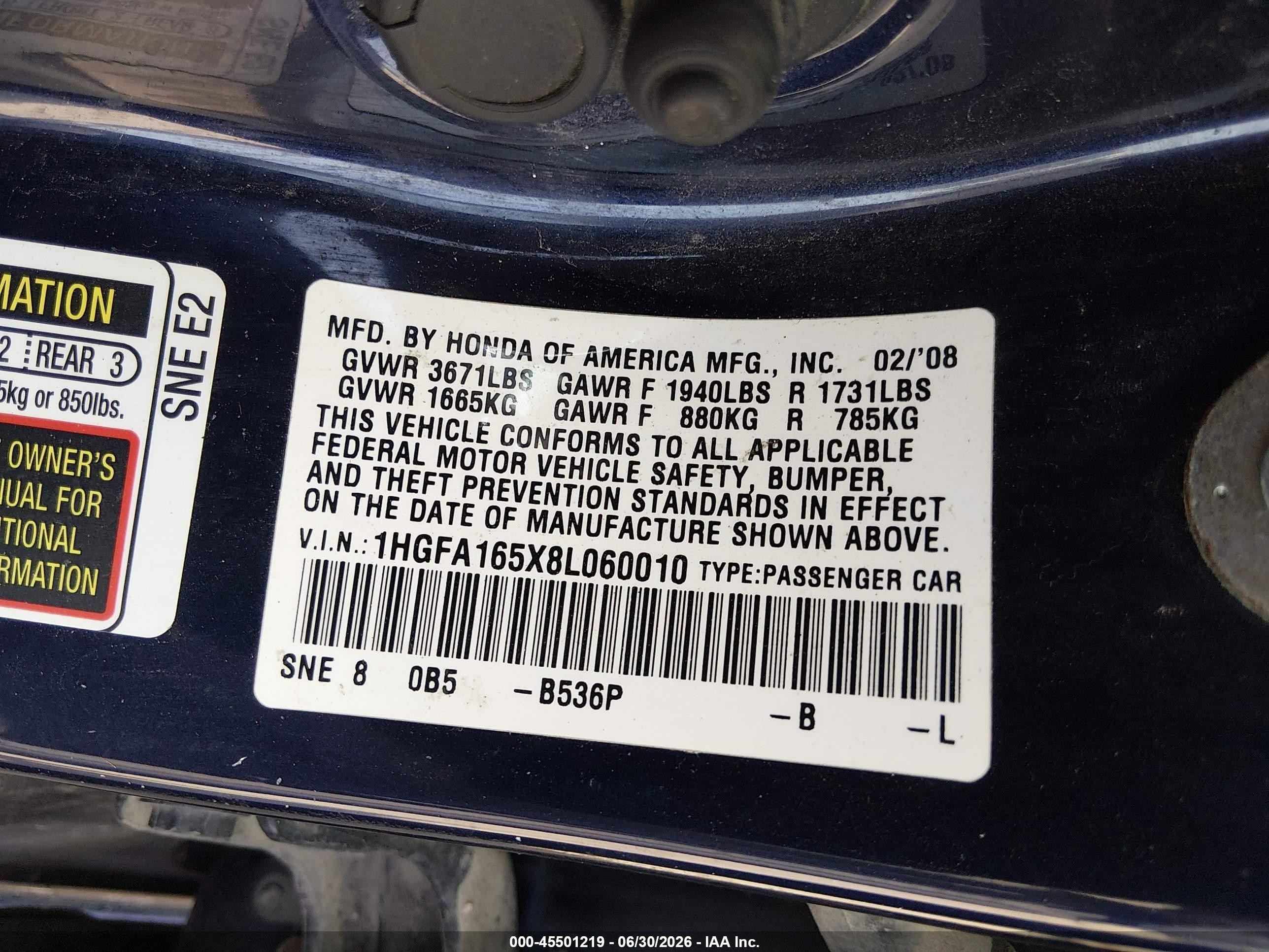 2008 Honda Civic Lx Dark Blue vin: 1HGFA165X8L060010