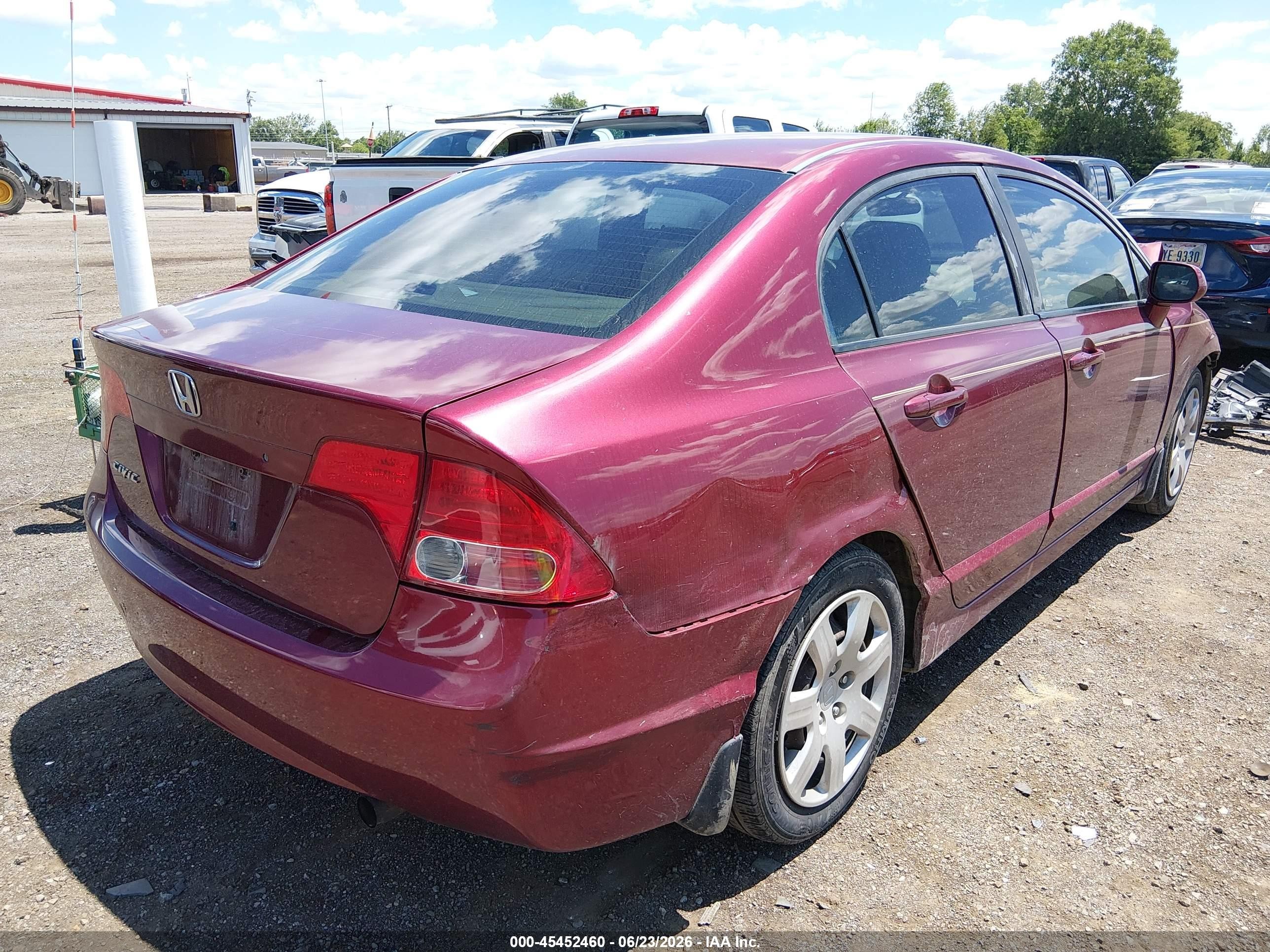 2008 Honda Civic Lx Burgundy vin: 1HGFA165X8L108587