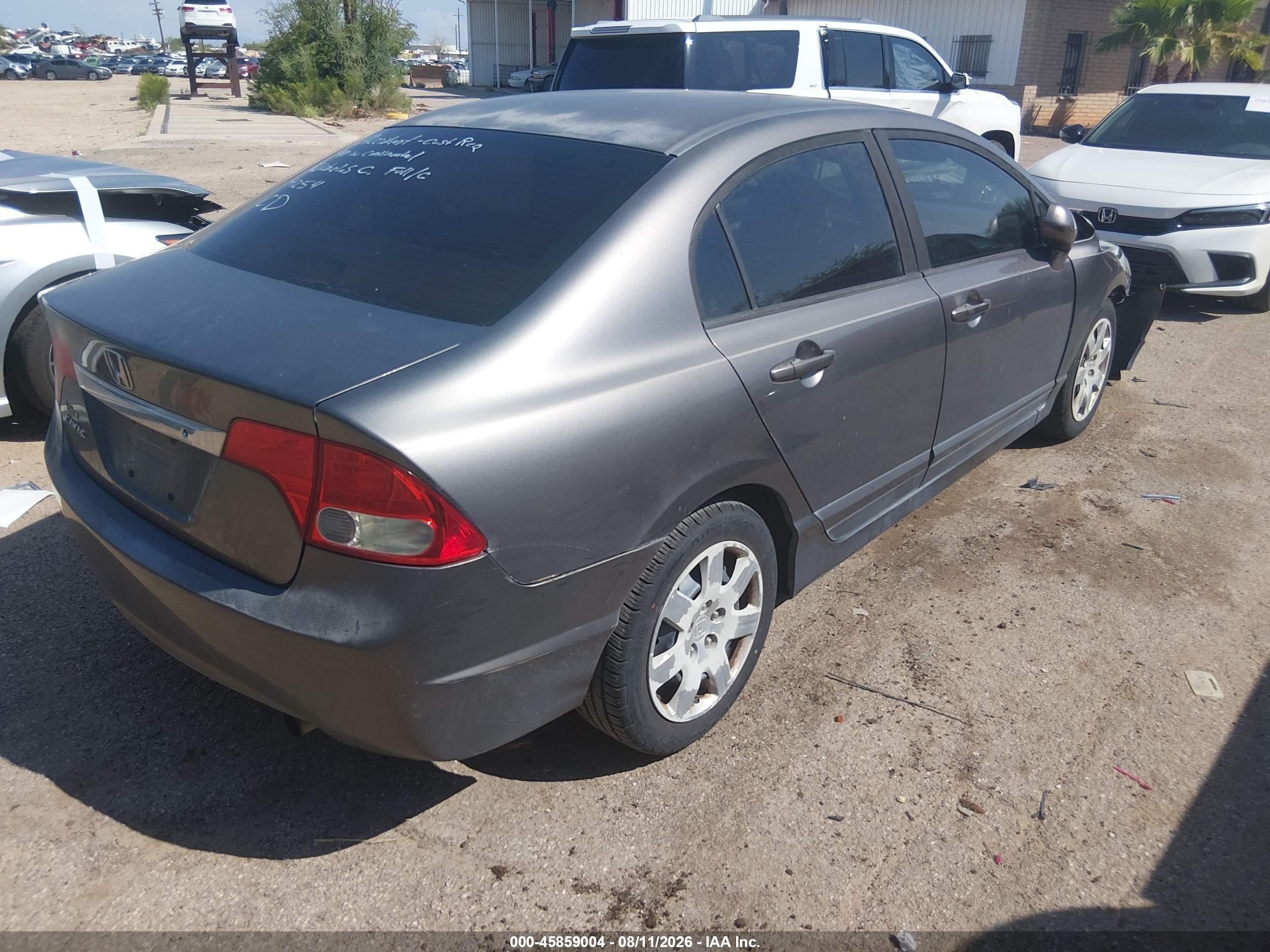 2009 Honda Civic Lx Gray vin: 1HGFA165X9L024254