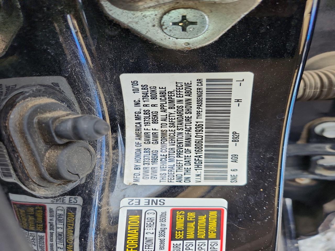 2006 Honda Civic Ex Black vin: 1HGFA16806L019361