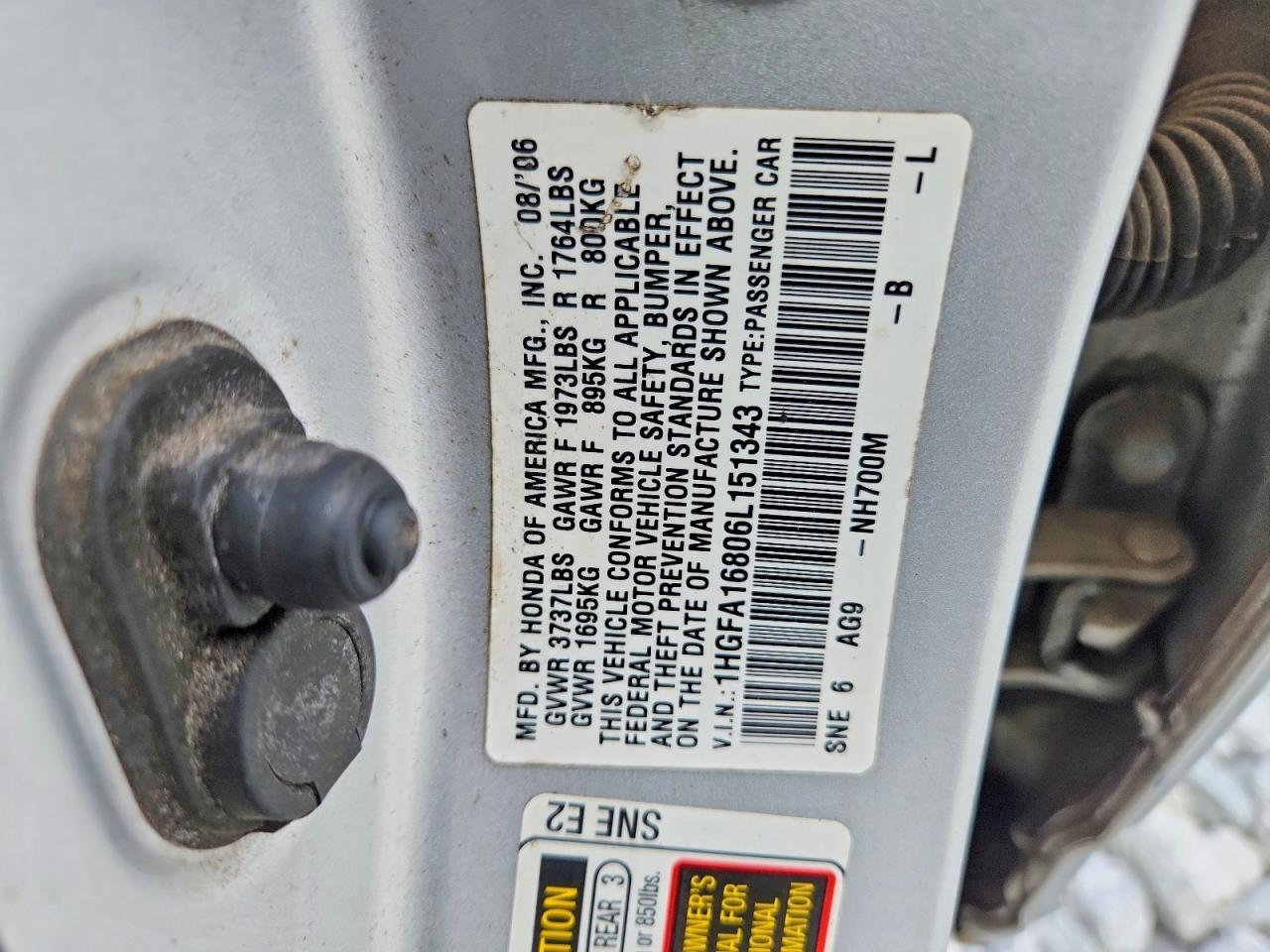 2006 Honda Civic Ex Silver vin: 1HGFA16806L151343