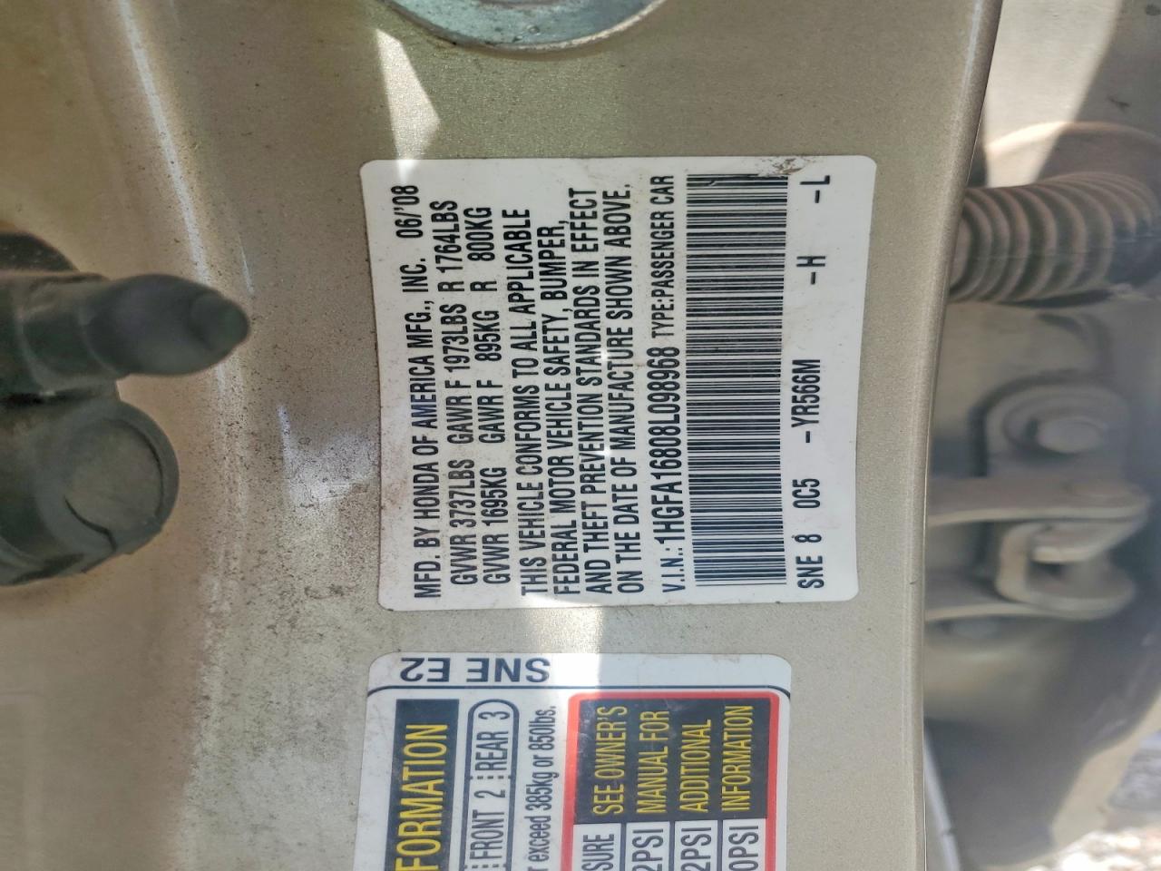 2008 Honda Civic Ex Tan vin: 1HGFA16808L098968
