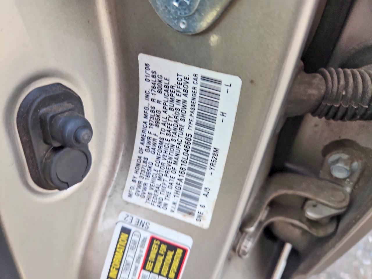 2006 Honda Civic Ex Silver vin: 1HGFA16816L046665