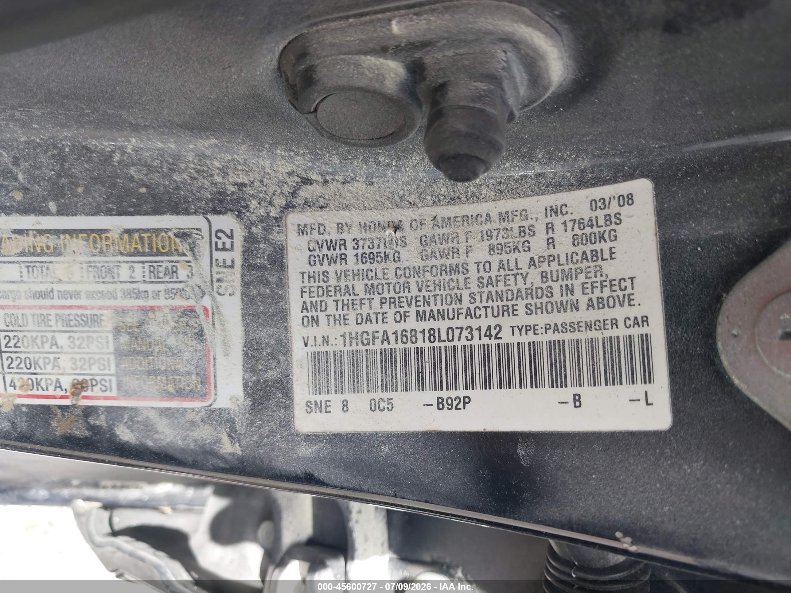 2008 Honda Civic Ex Black vin: 1HGFA16818L073142