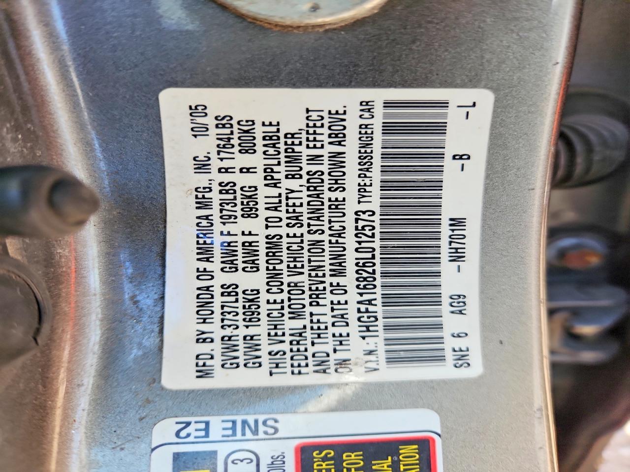 2006 Honda Civic Ex Gray vin: 1HGFA16826L012573