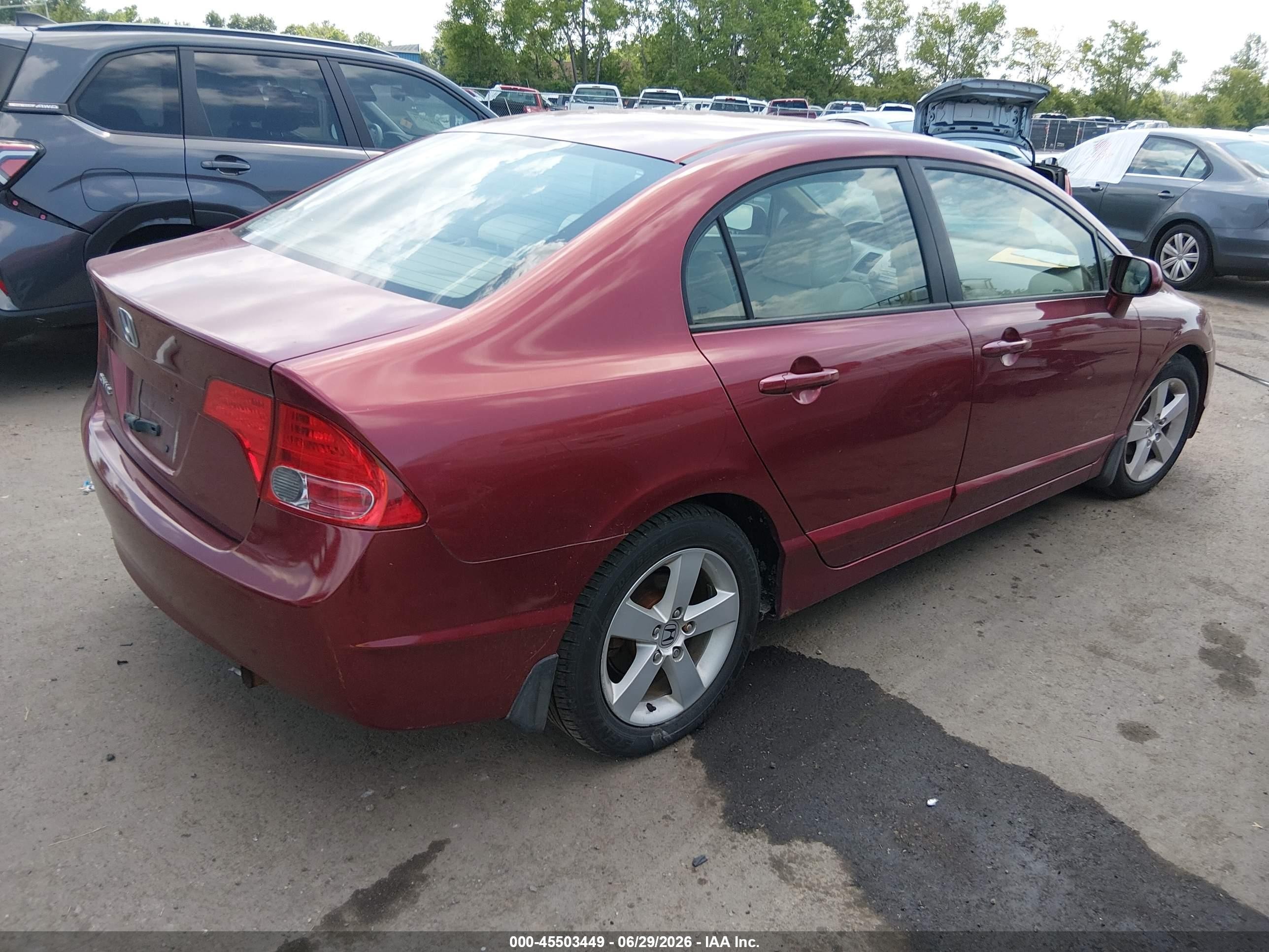 2007 Honda Civic Ex Burgundy vin: 1HGFA16827L006287