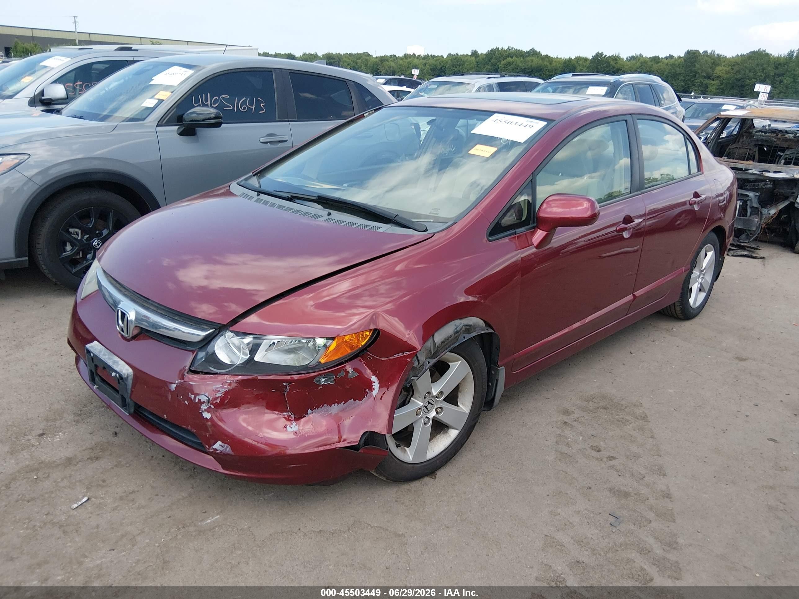 2007 Honda Civic Ex Burgundy vin: 1HGFA16827L006287