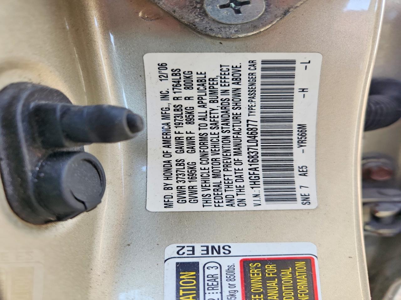 2007 Honda Civic Ex Gold vin: 1HGFA16837L046877