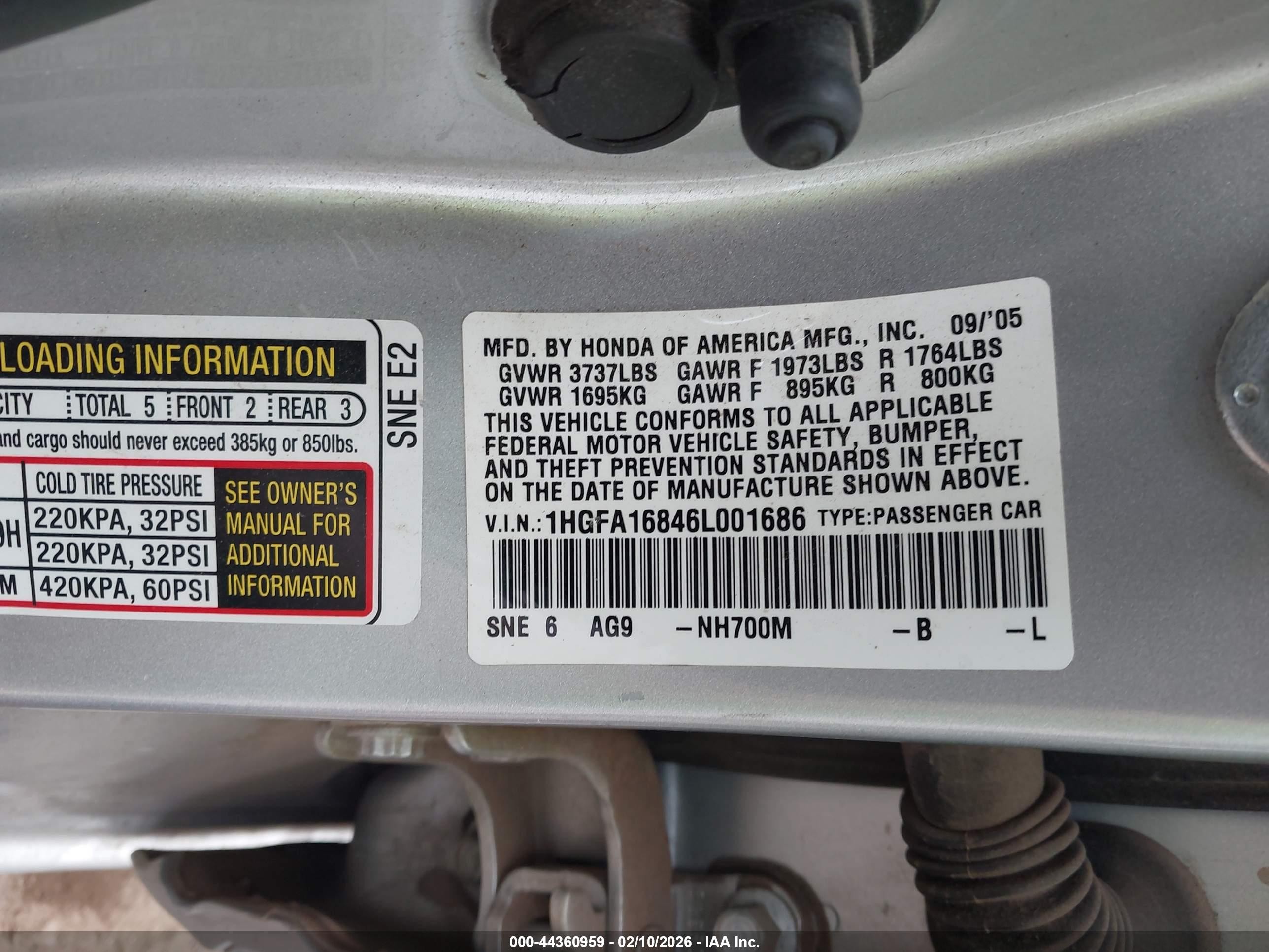 2006 Honda Civic Ex Silver vin: 1HGFA16846L001686