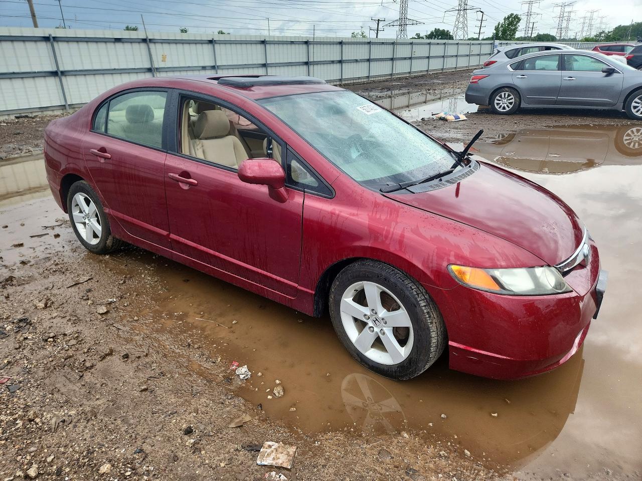 2007 Honda Civic Ex Burgundy vin: 1HGFA16847L018313