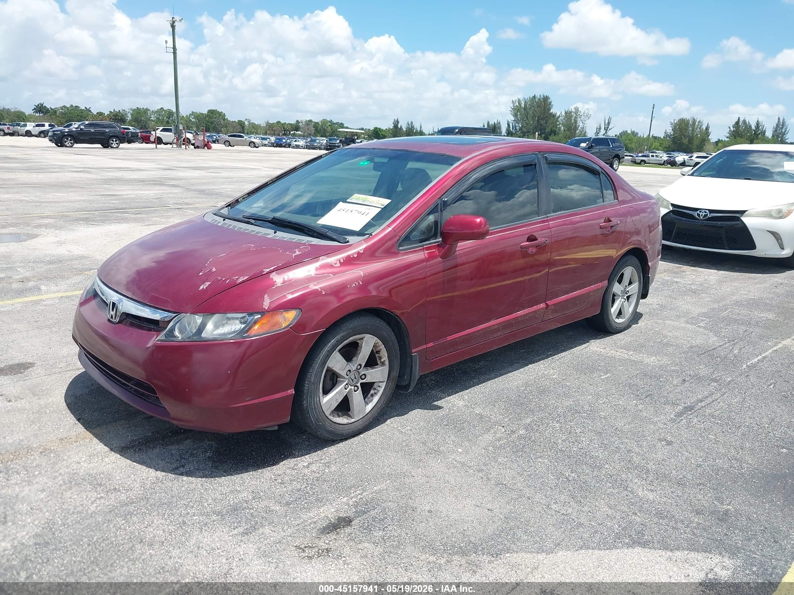 2007 Honda Civic Ex Burgundy vin: 1HGFA16847L117570
