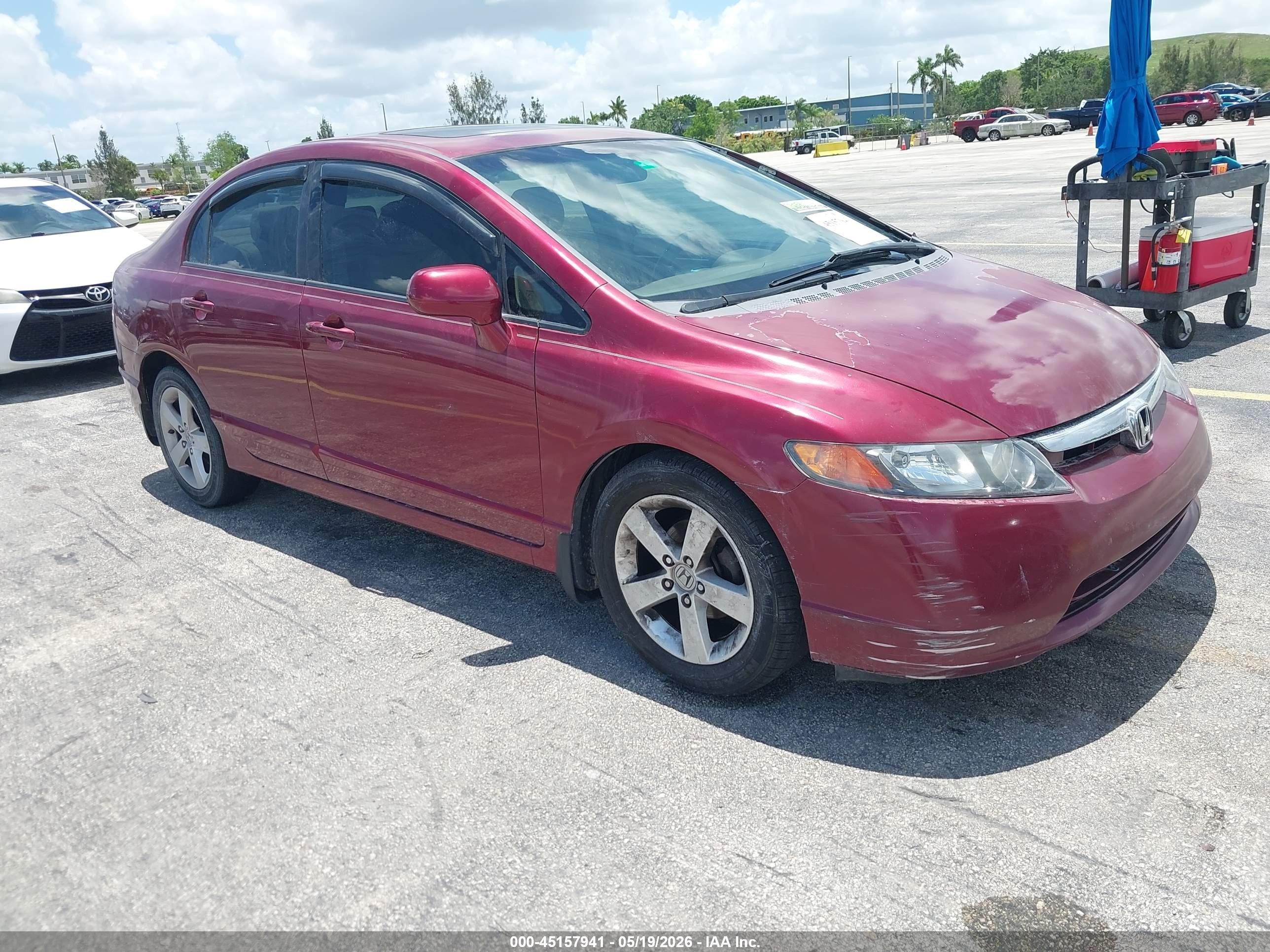 2007 Honda Civic Ex Burgundy vin: 1HGFA16847L117570