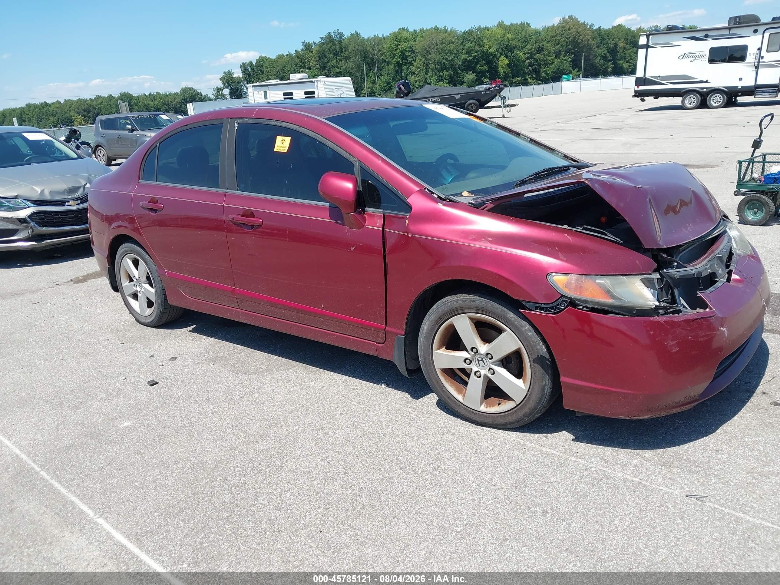 2008 Honda Civic Ex Burgundy vin: 1HGFA16848L024419